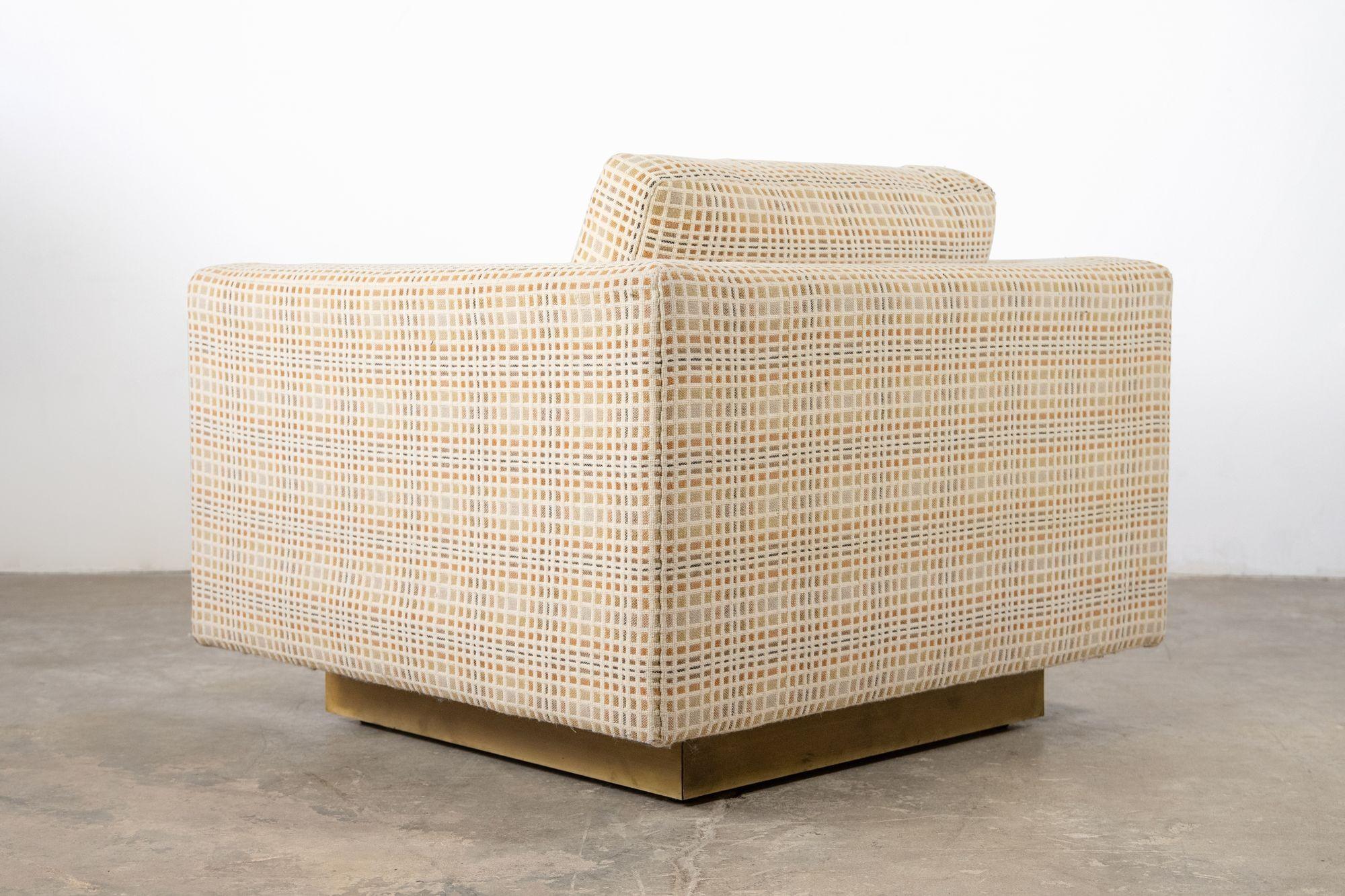 Mid-Century Modern Dunbar Club Chairs with Original Jack Lenor Larsen Upholstery For Sale