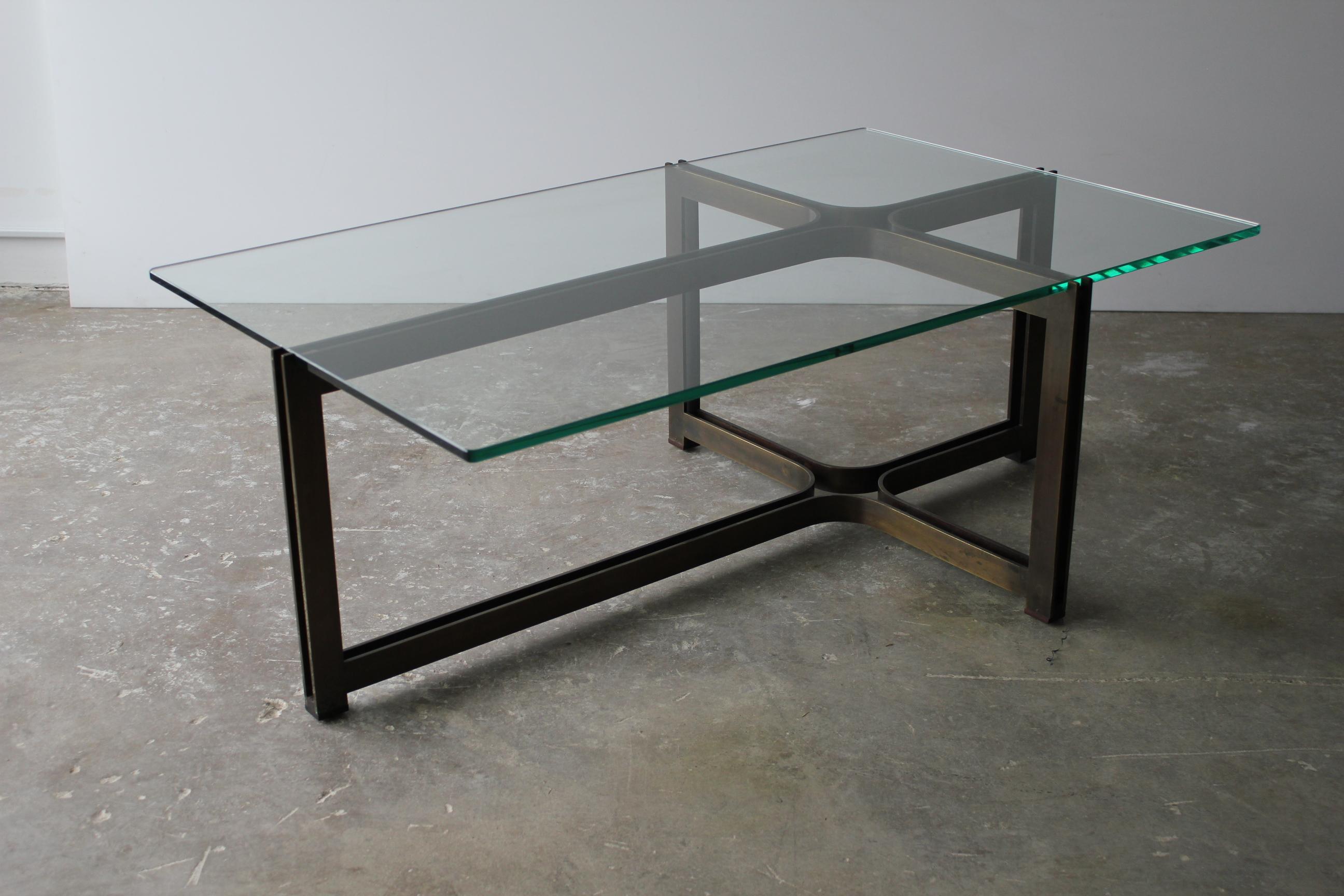 Dunbar Coffee Table by Tom Lopinski in Oil Rubbed Bronze and Glass 4