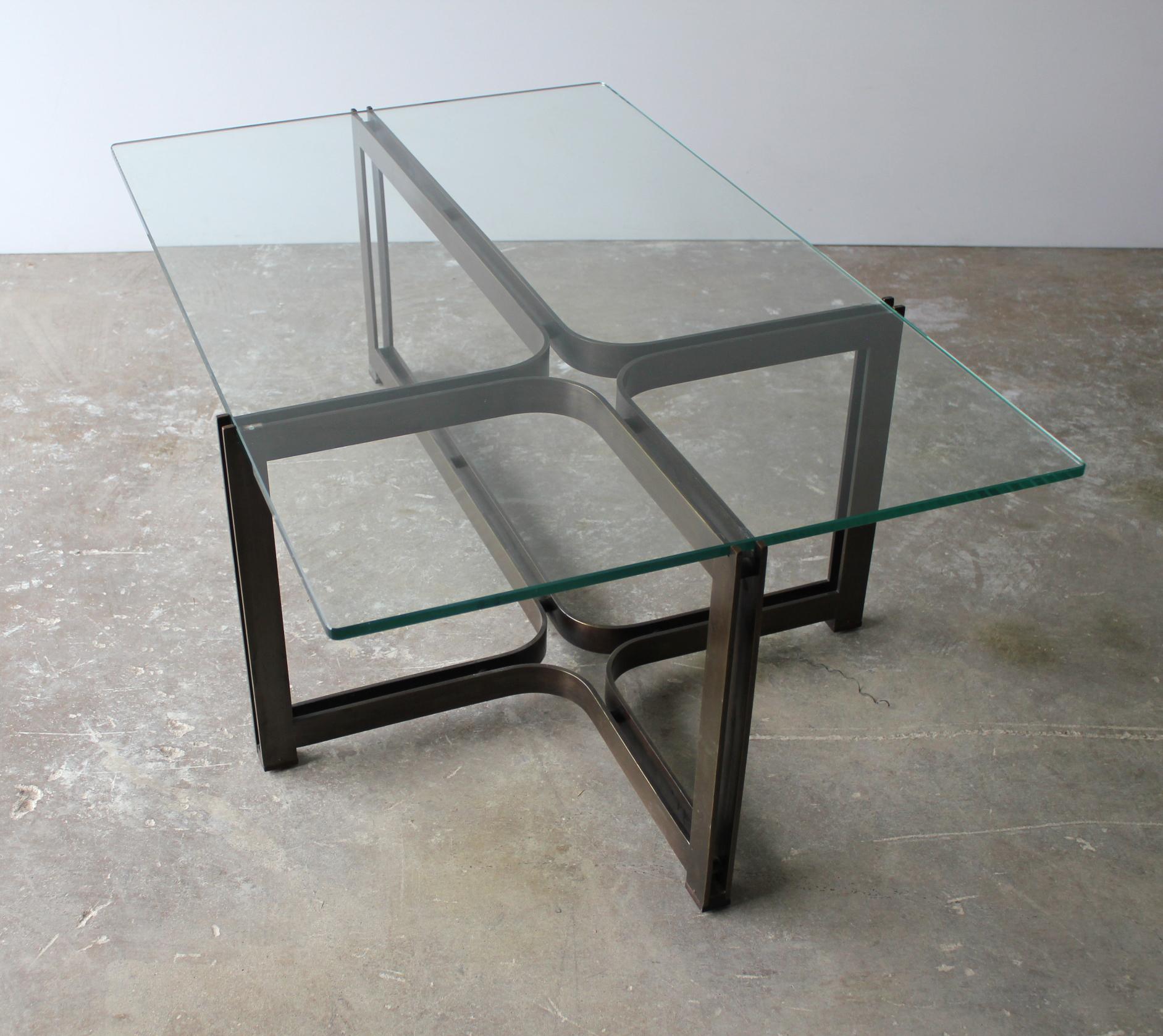 Dunbar Coffee Table by Tom Lopinski in Oil Rubbed Bronze and Glass 1