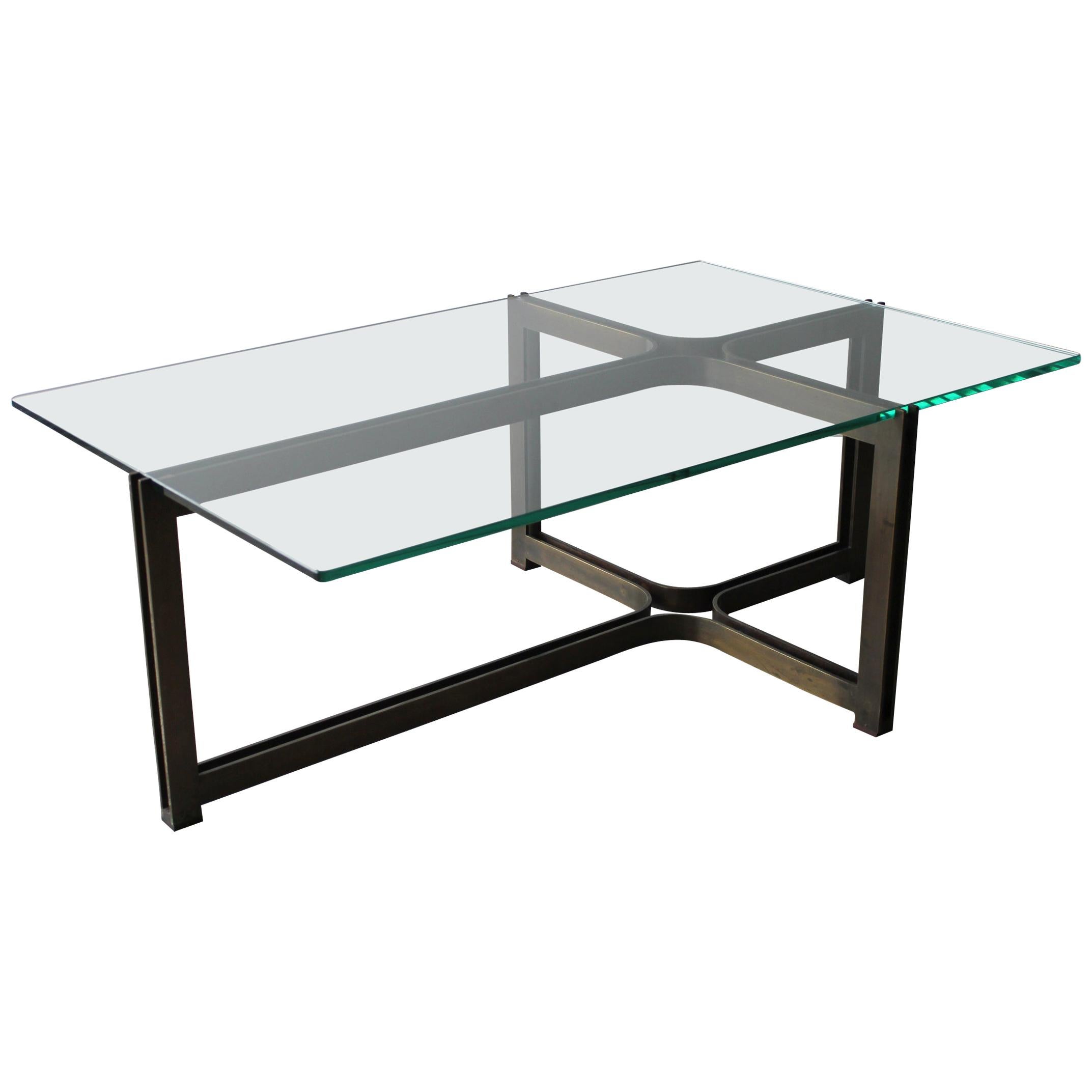 Dunbar Coffee Table by Tom Lopinski in Oil Rubbed Bronze and Glass
