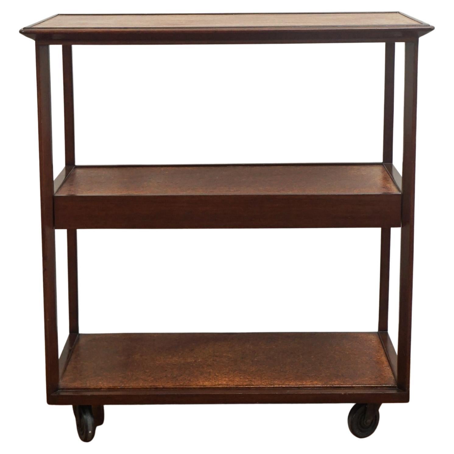 HOLLY HUNT Outdoor Omura Bar Cart with Pearl Frame and Pure White Stone