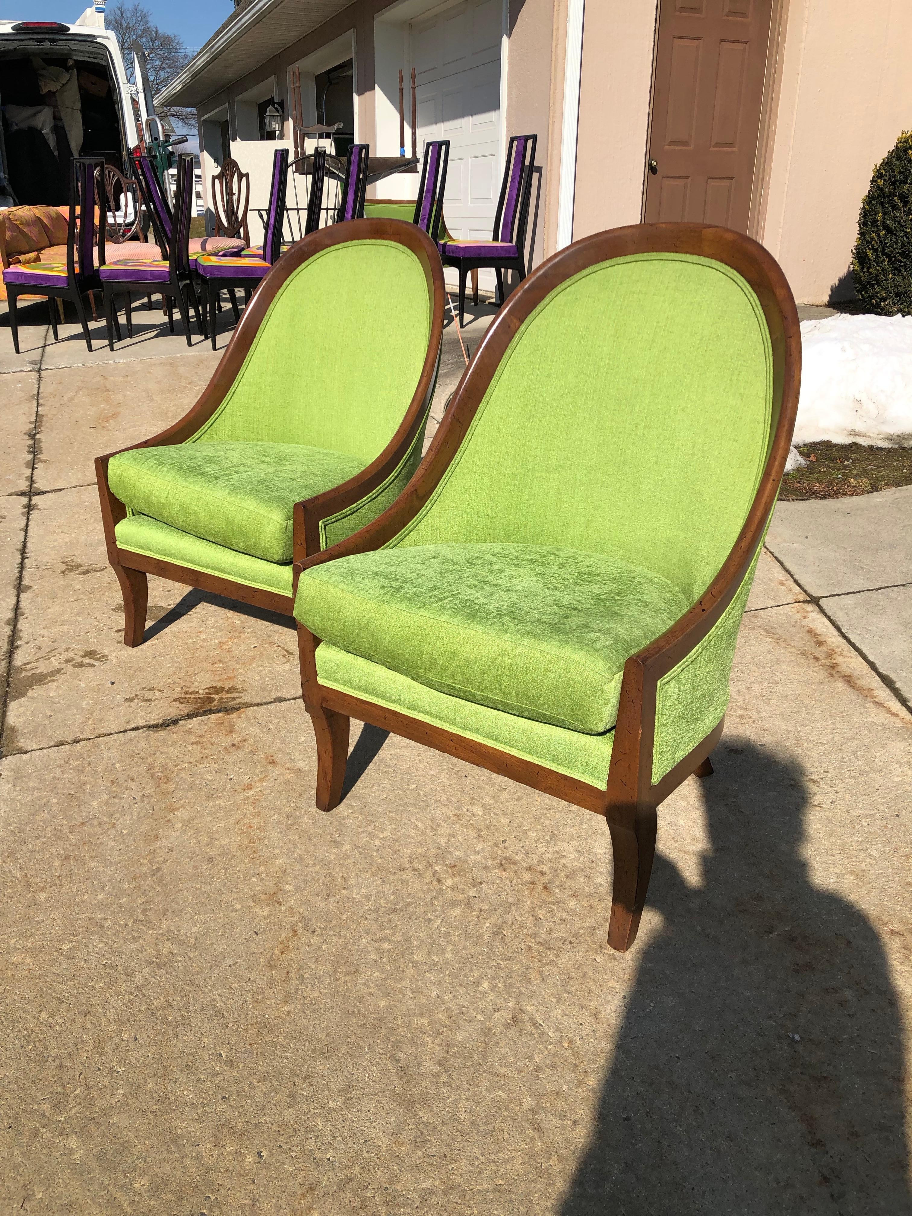 Mid-Century Modern Dunbar Curved-Back Lounge Chairs