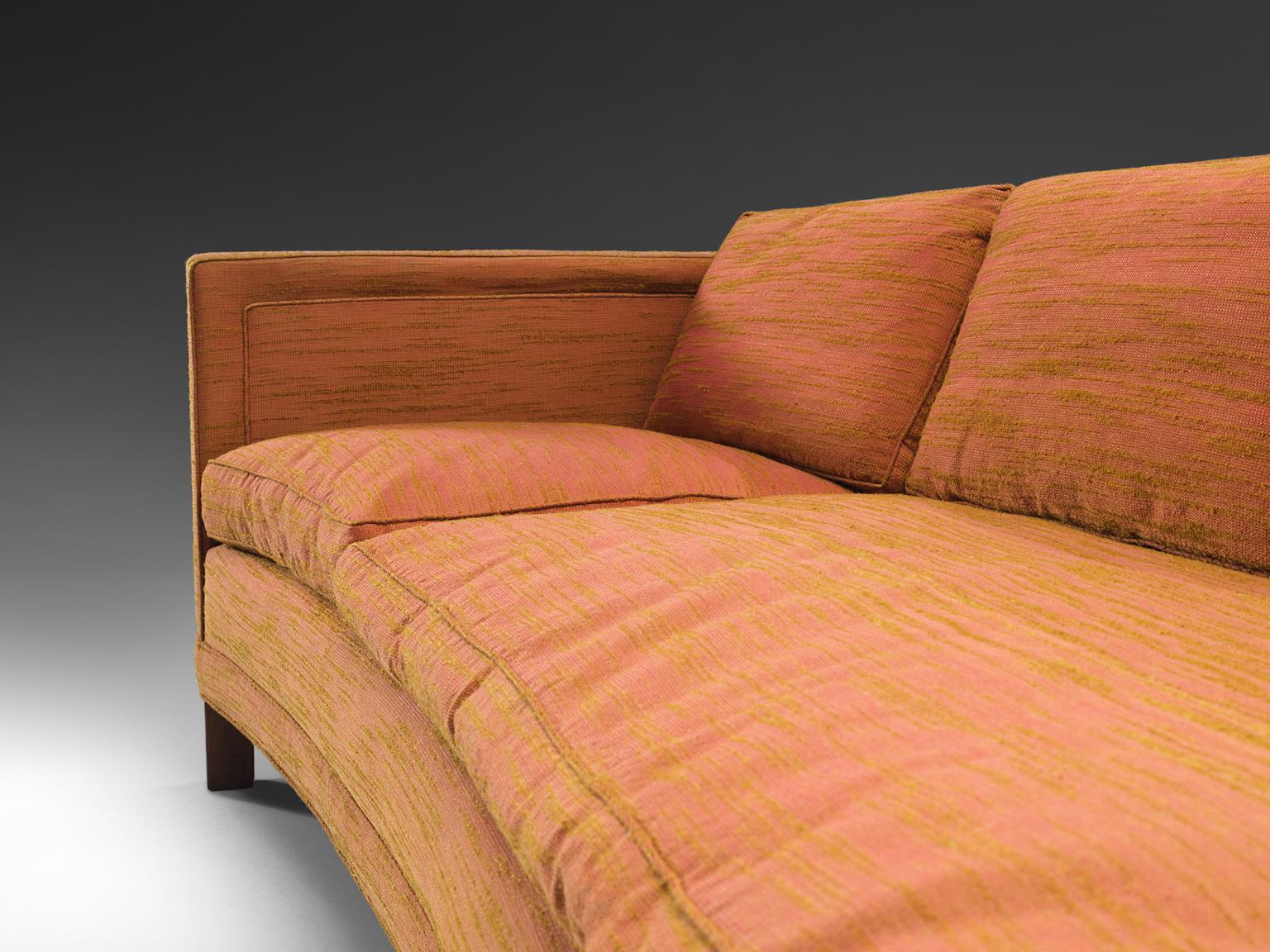 Mid-Century Modern Dunbar Curved Orange Sofa