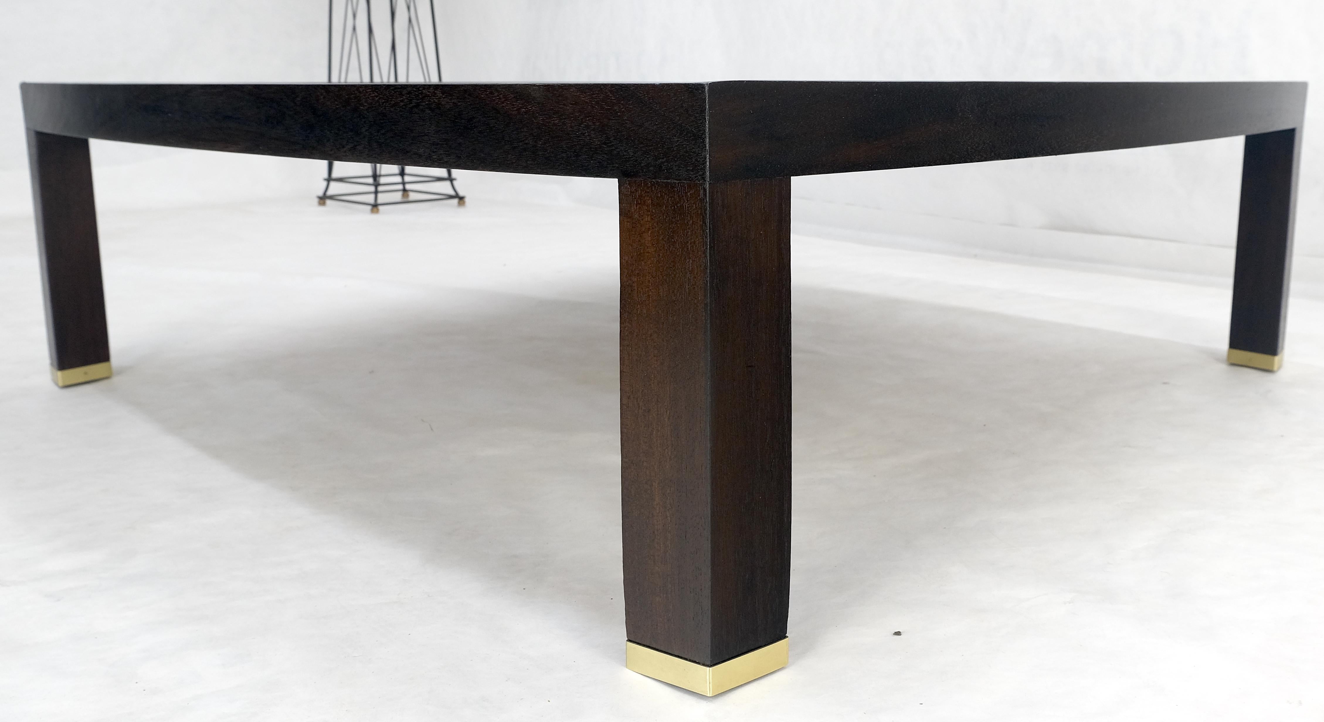 Mid-Century Modern Dunbar Ebonized Walnut Base Large Rounded Square Light Walnut Coffee Table MINT!