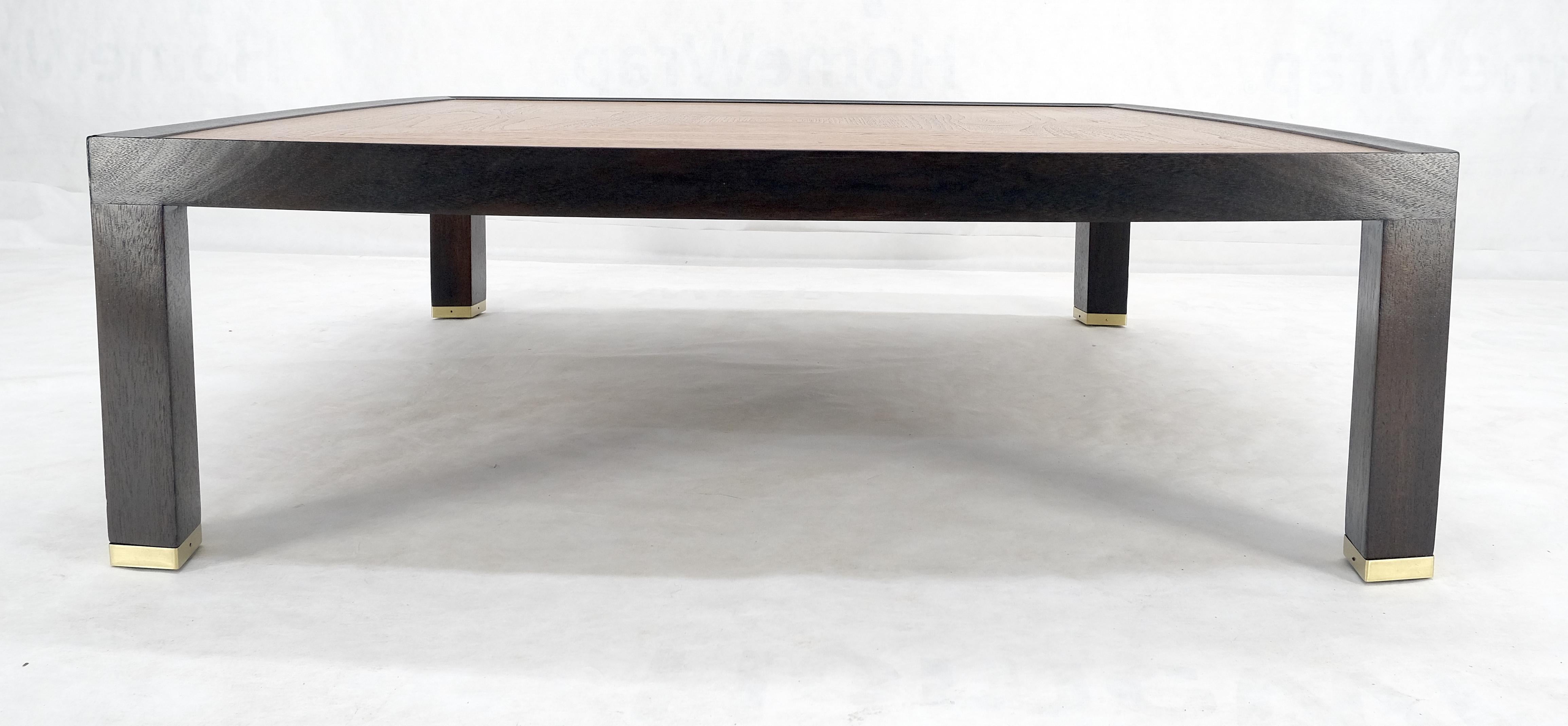 Lacquered Dunbar Ebonized Walnut Base Large Rounded Square Light Walnut Coffee Table MINT!