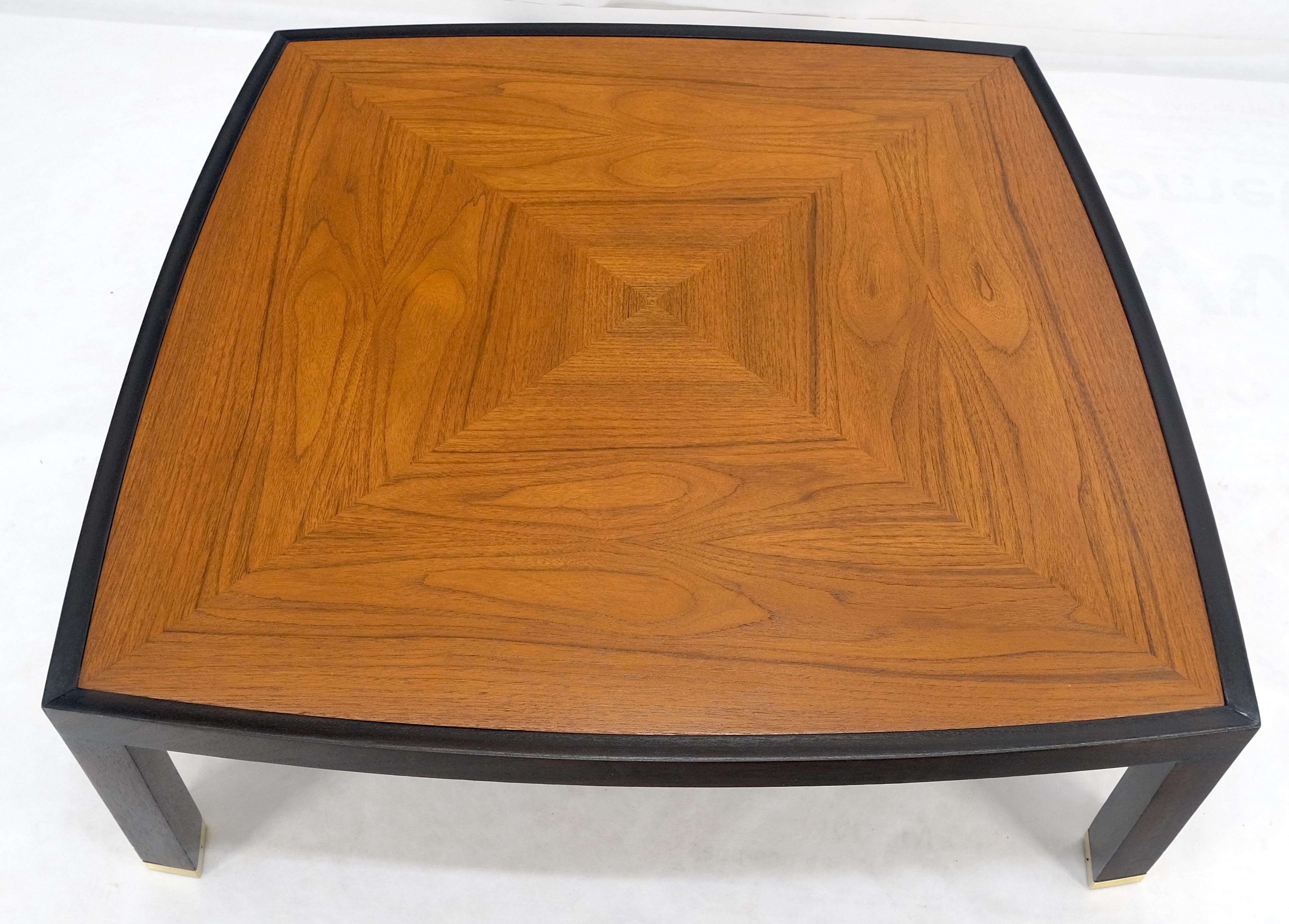 Dunbar Ebonized Walnut Base Large Rounded Square Light Walnut Coffee Table MINT! In Excellent Condition In Rockaway, NJ