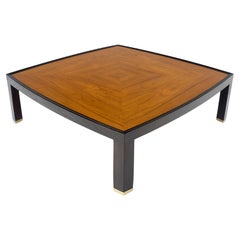 Dunbar Ebonized Walnut Base Large Rounded Square Light Walnut Coffee Table MINT!