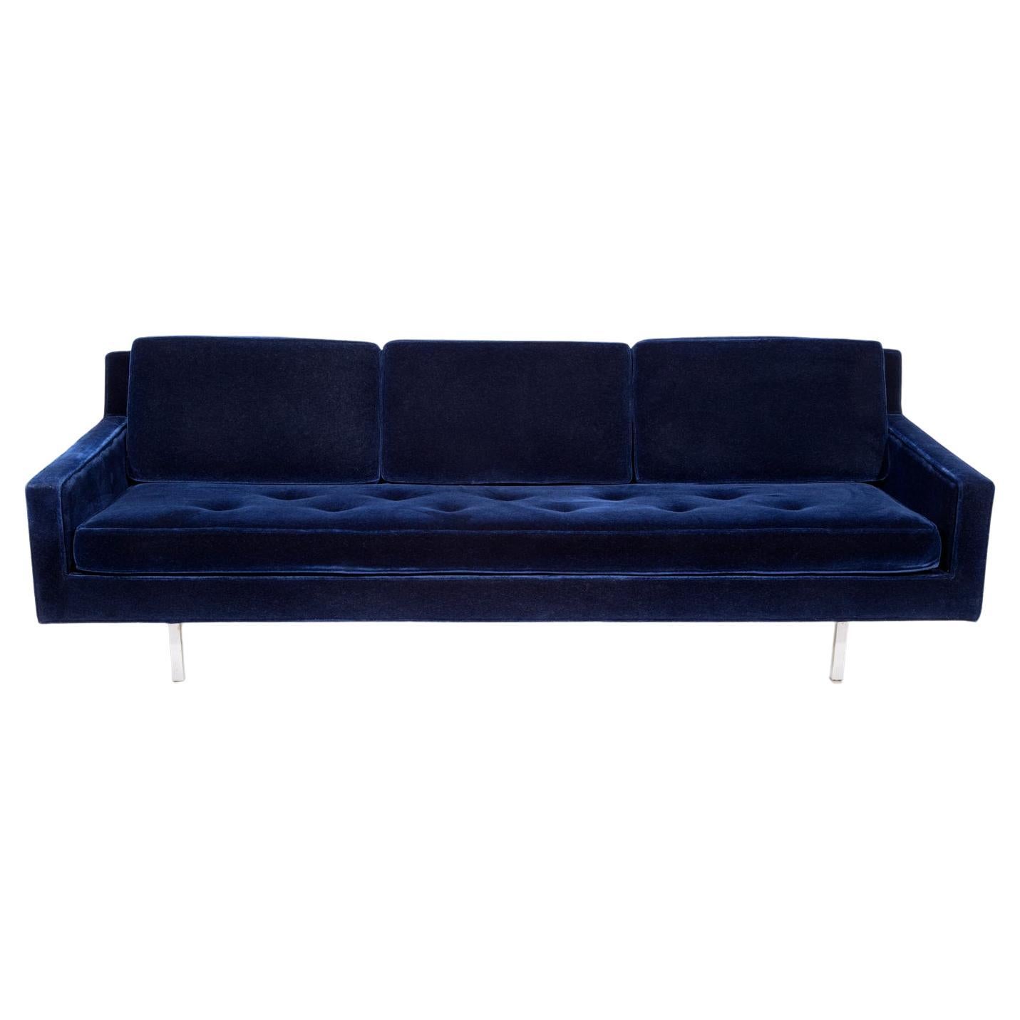 Dunbar Edward Wormley  Deep Blue Alpaca Sofa Mid-Century Modern For Sale
