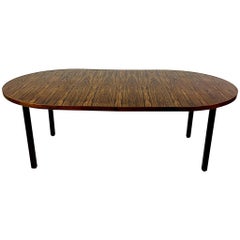 Dunbar Edward Wormley Table à manger ronde à rallonge en bois de rose:: noyer:: & acajou