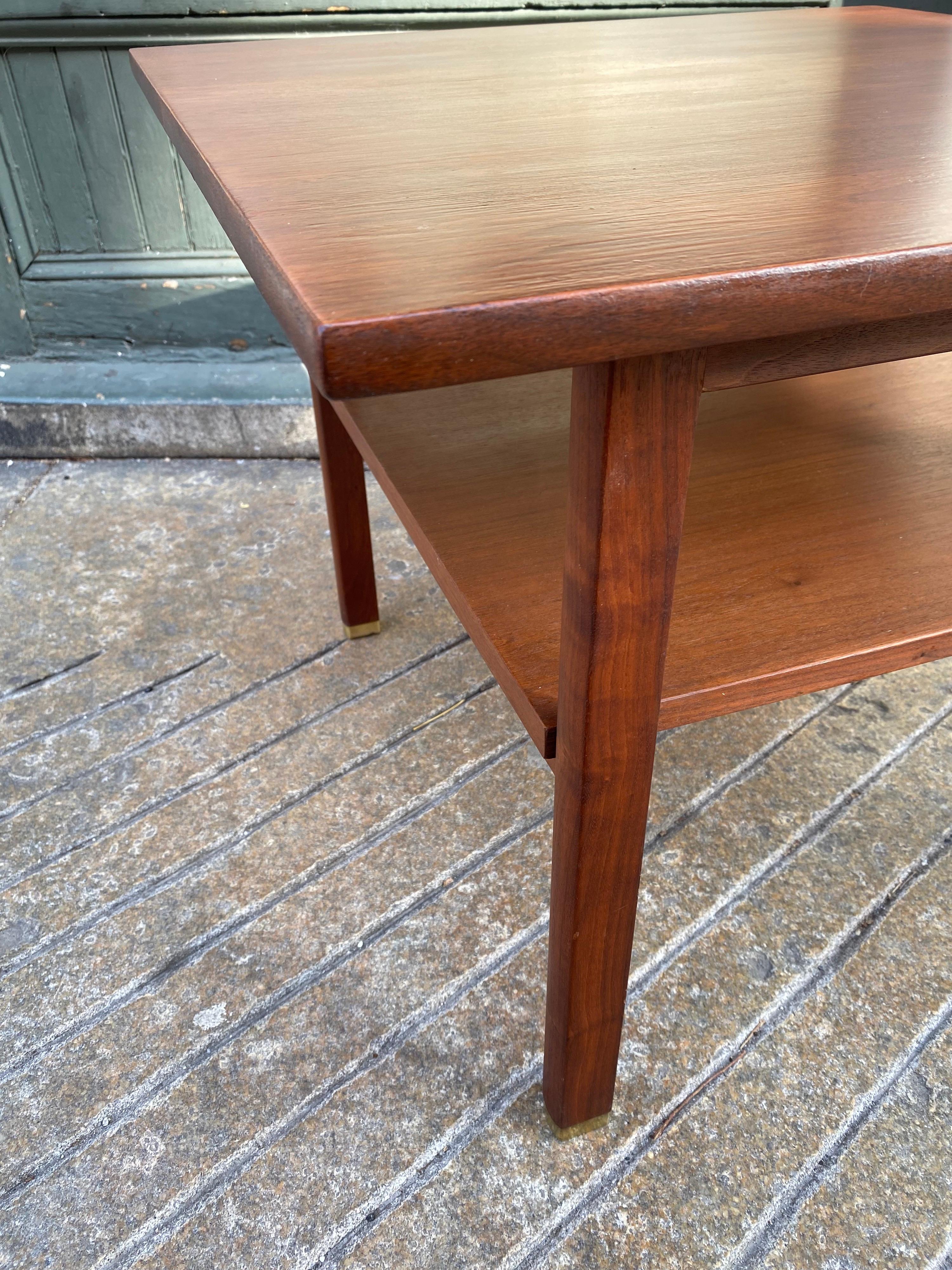 Mid-Century Modern Dunbar Endtable Table with Brass Capped Feet