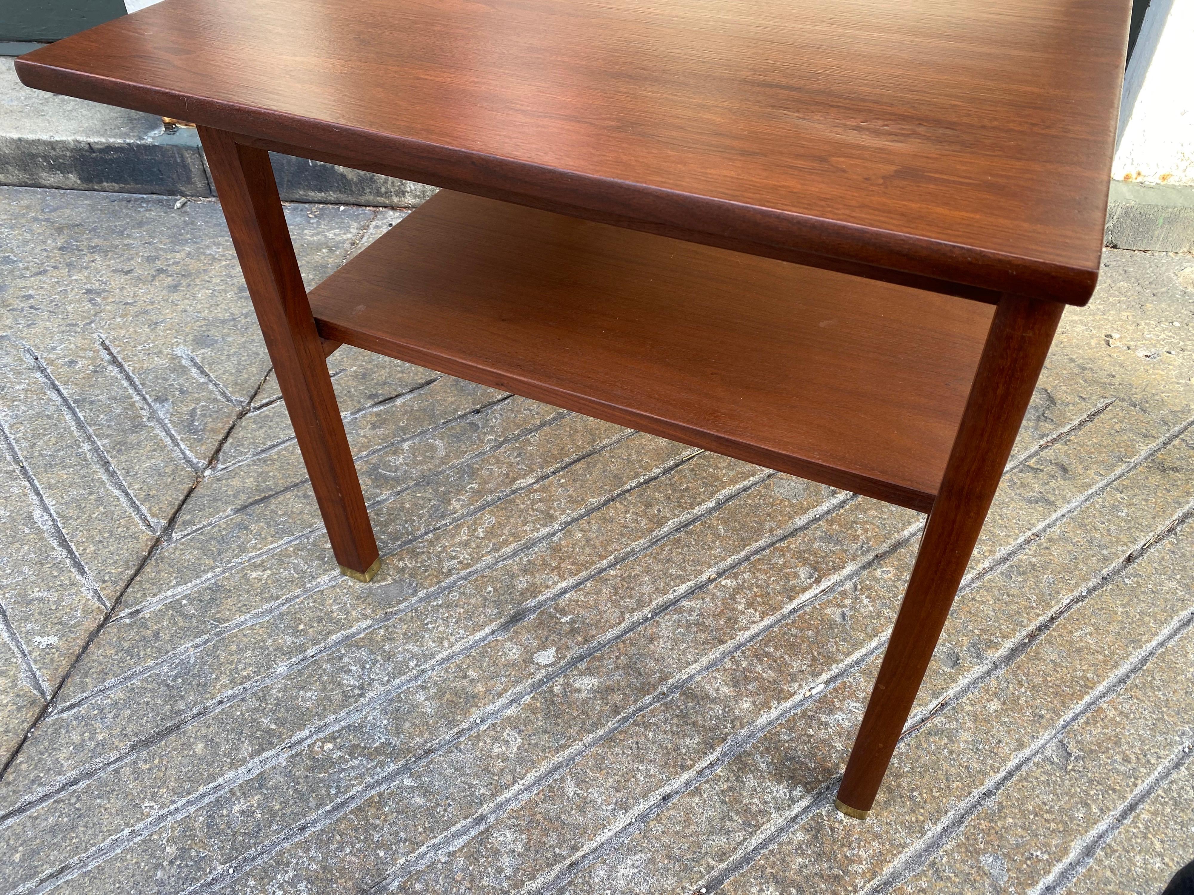 Mid-20th Century Dunbar Endtable Table with Brass Capped Feet