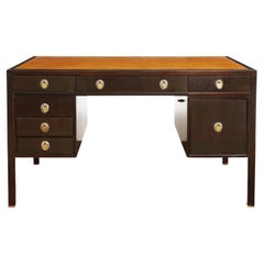 Dunbar Exceptional Mahogany Desk with Inset Leather Top 1960s 'Signed'