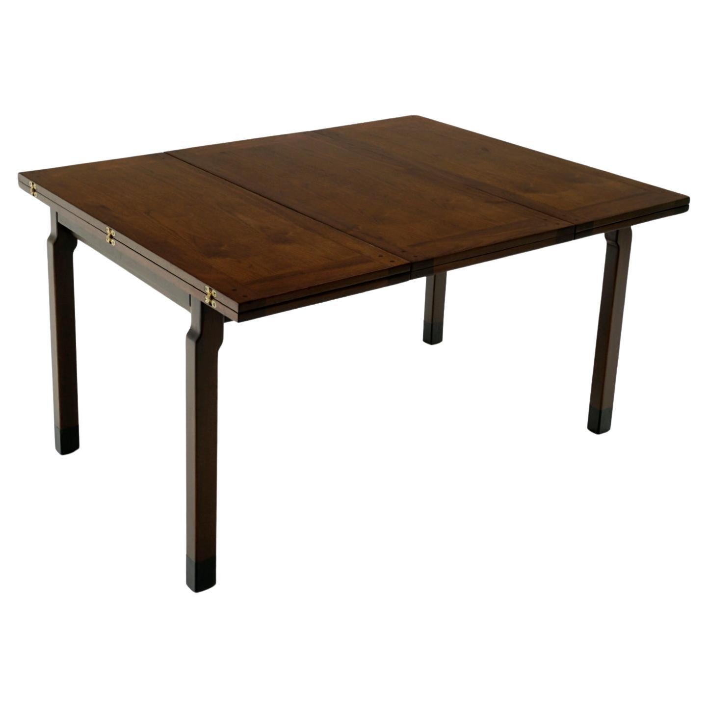 Dunbar Extension Dining Table. Walnut with Two 15 Inch Stored Leaves, SEE VIDEO! For Sale