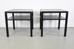 Dunbar Furniture Ebonized Mid-Century Modern Two Tiered End Tables, a Pair