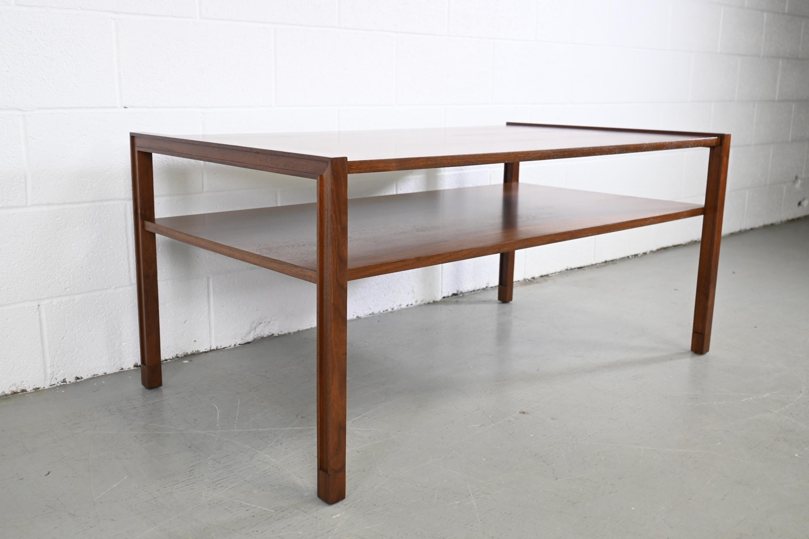 Mid-20th Century Dunbar Furniture Mid-Century Modern Two Tiered Walnut Coffee Table