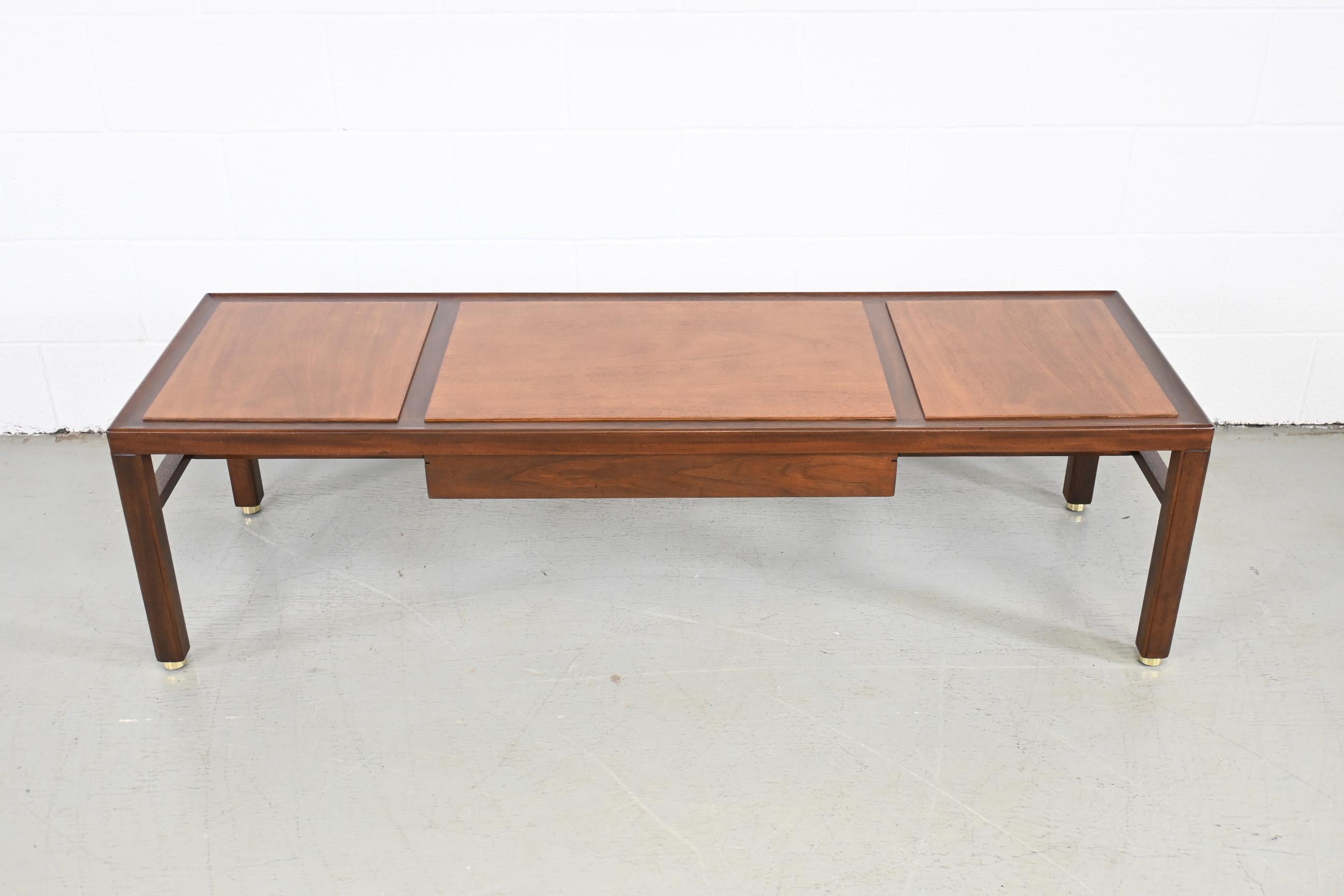 Lacquered Dunbar Furniture Mid-Century Modern Two Toned Mahogany Coffee Table