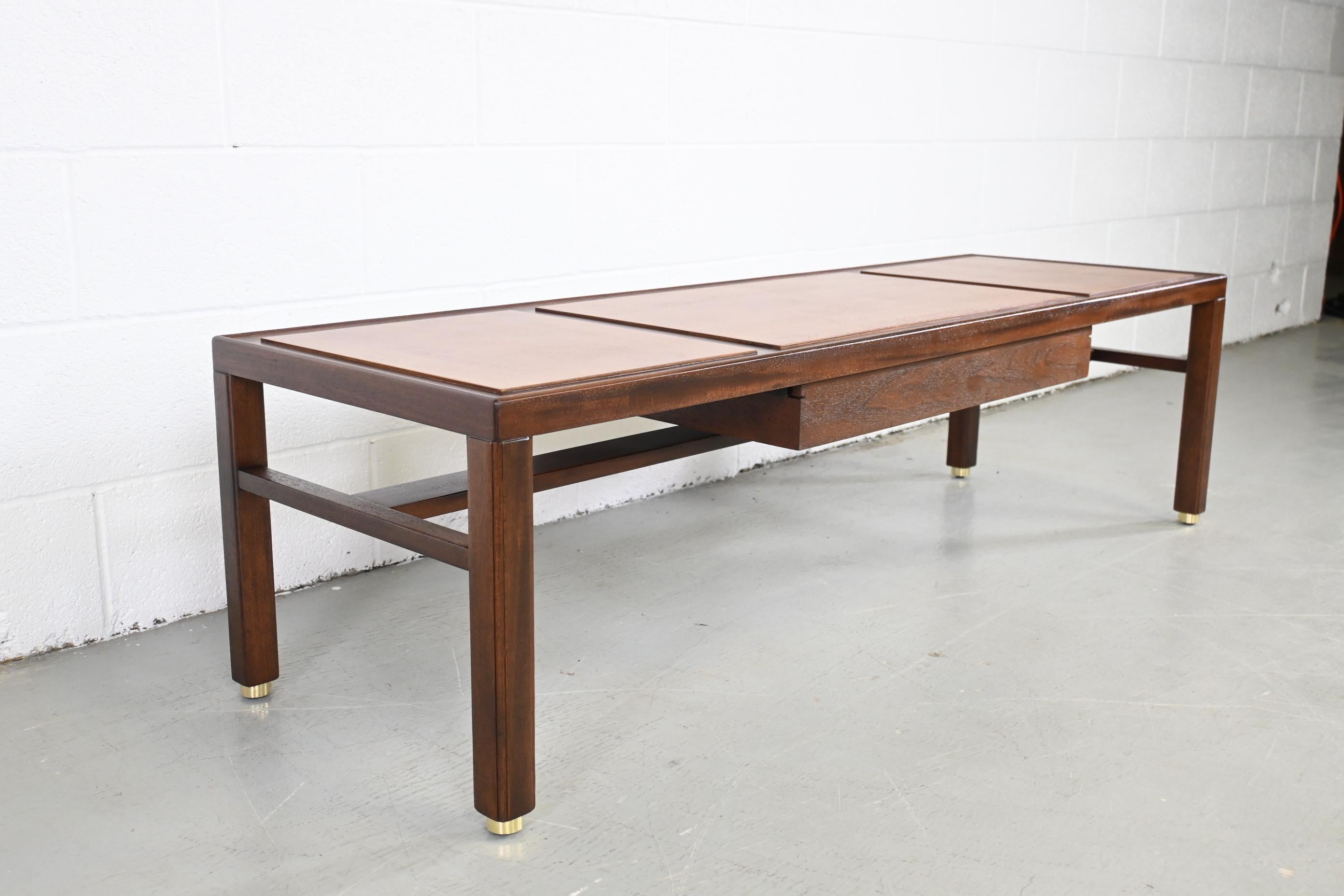 Mid-20th Century Dunbar Furniture Mid-Century Modern Two Toned Mahogany Coffee Table