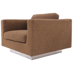 Dunbar Grande forma a cubo con base a specchio cromata Lounge Club Arm Chair Moderna