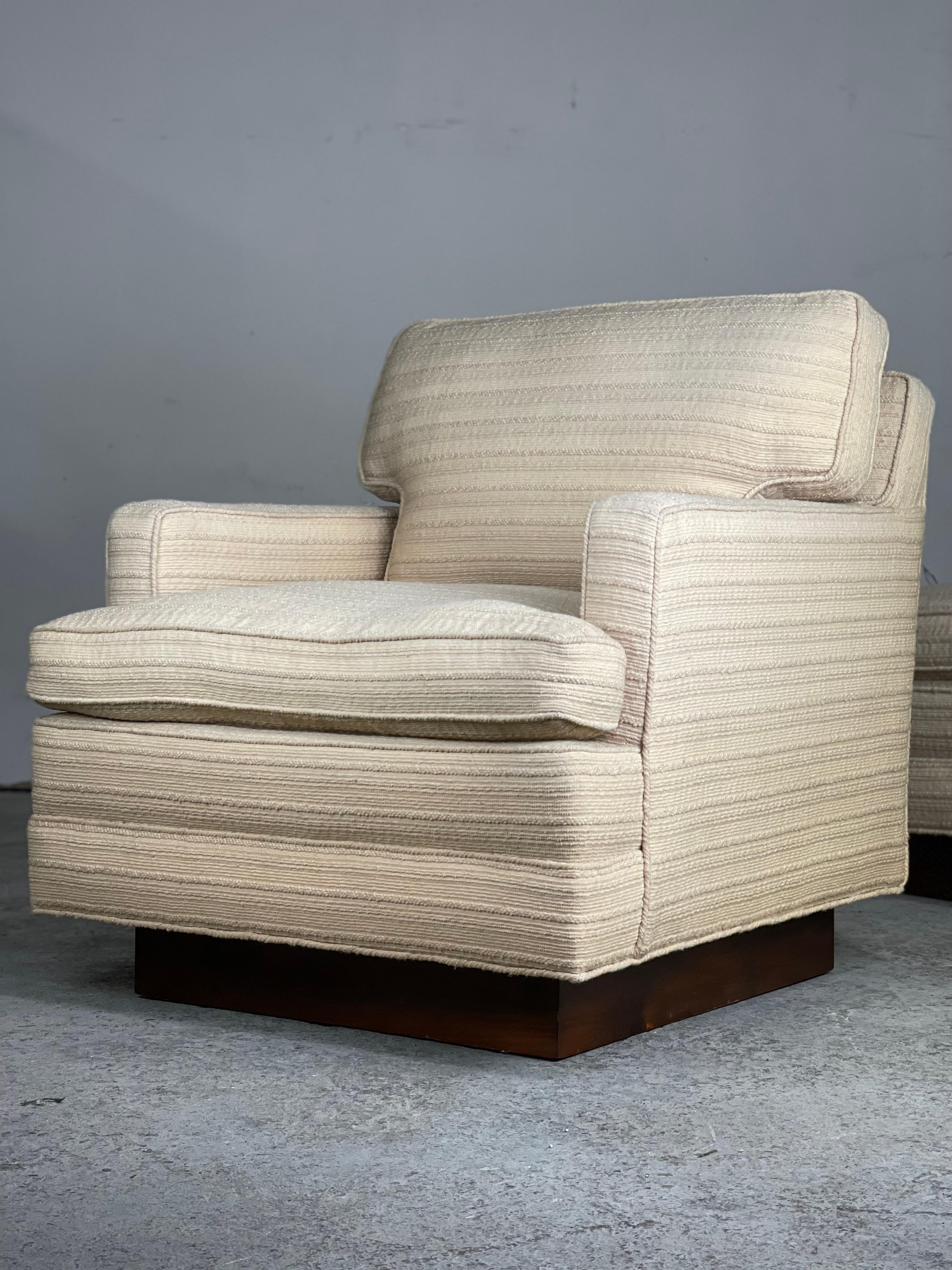 Dunbar Lounge Chair and Ottoman by Edward Wormley with Walnut Bases 3