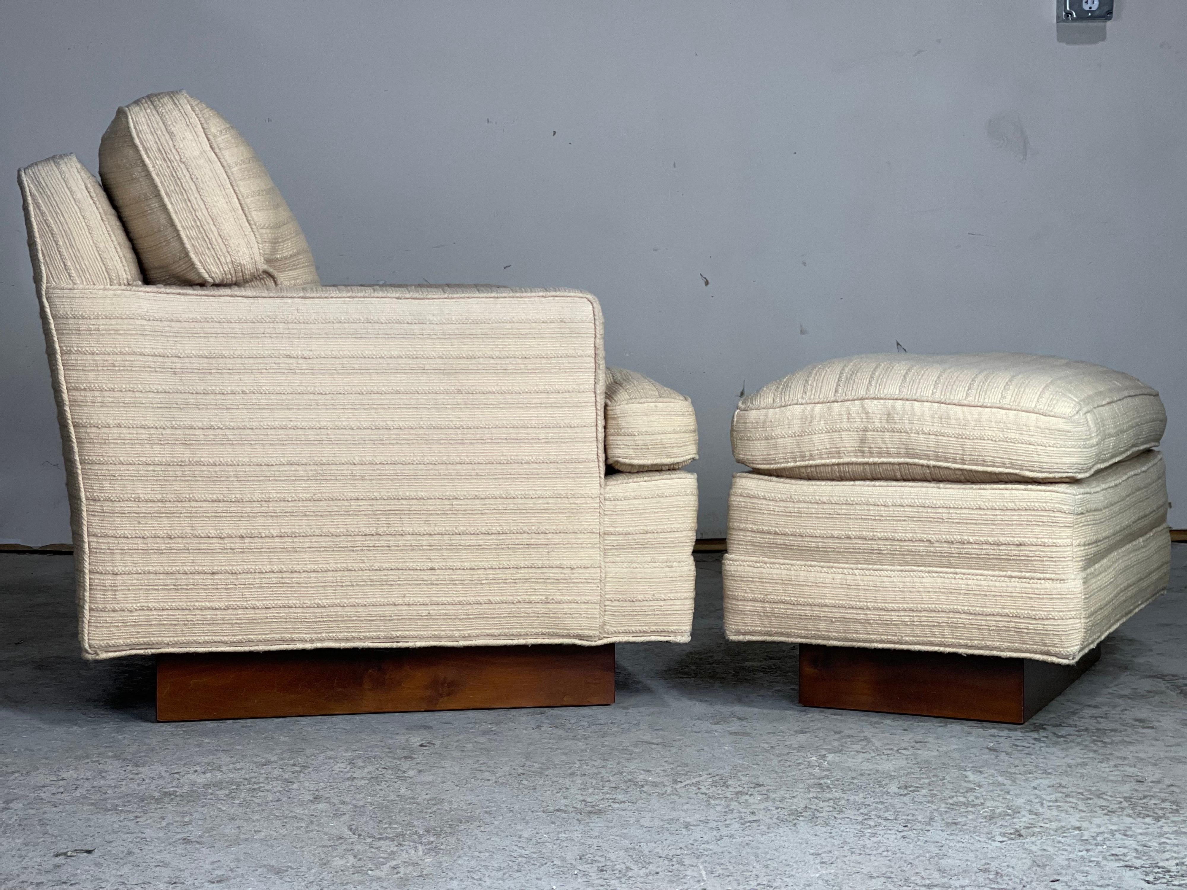 Dunbar Lounge Chair and Ottoman by Edward Wormley with Walnut Bases 6