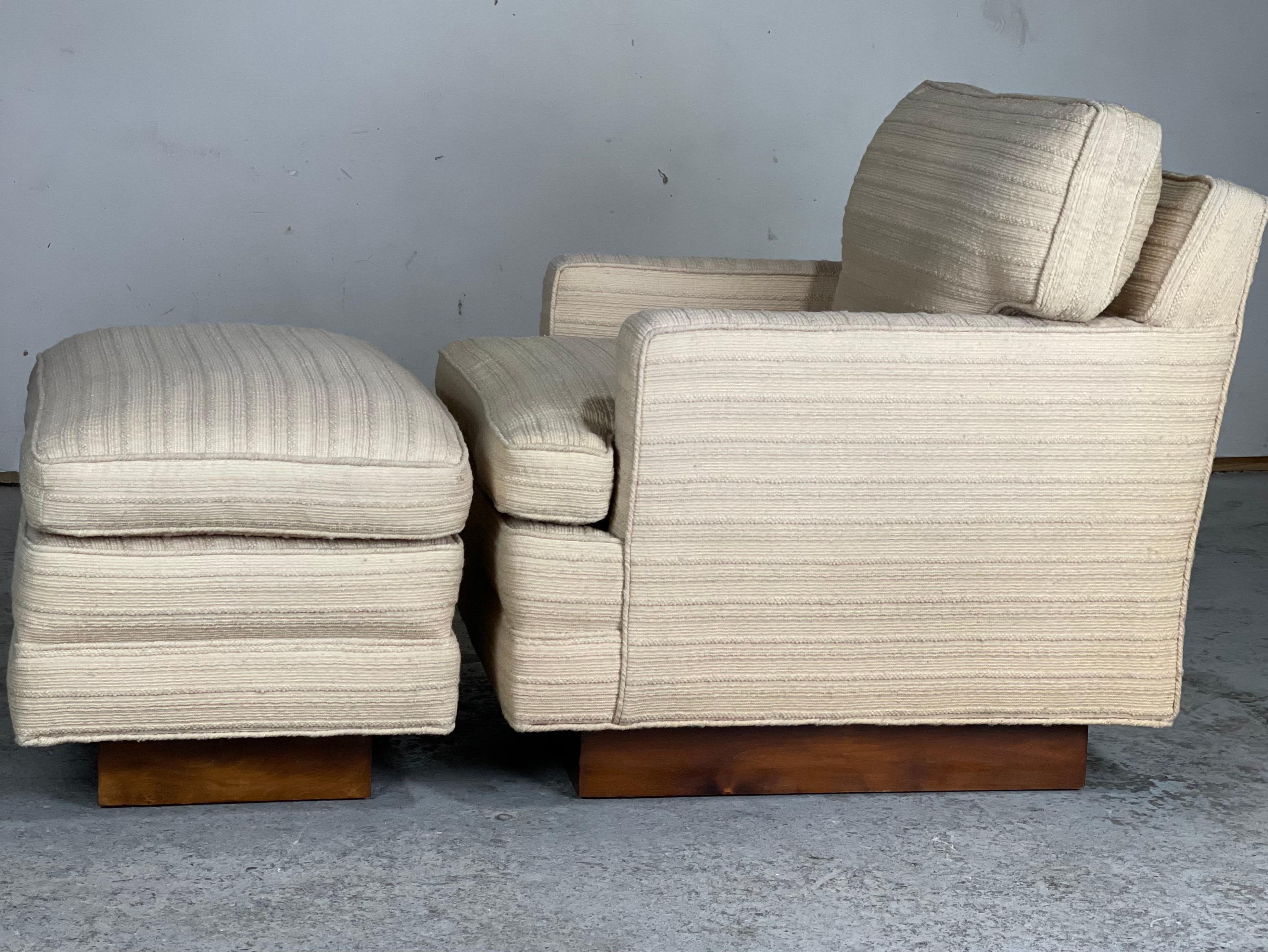 Dunbar Lounge Chair and Ottoman by Edward Wormley with Walnut Bases 8