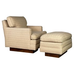 Dunbar Lounge Chair and Ottoman by Edward Wormley with Walnut Bases
