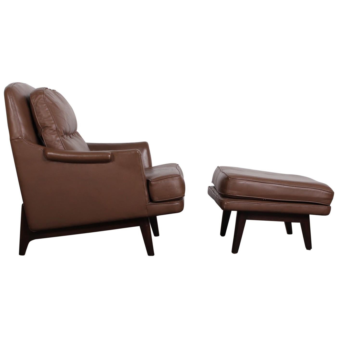 Dunbar Lounge Chair and Ottoman in Original Leather