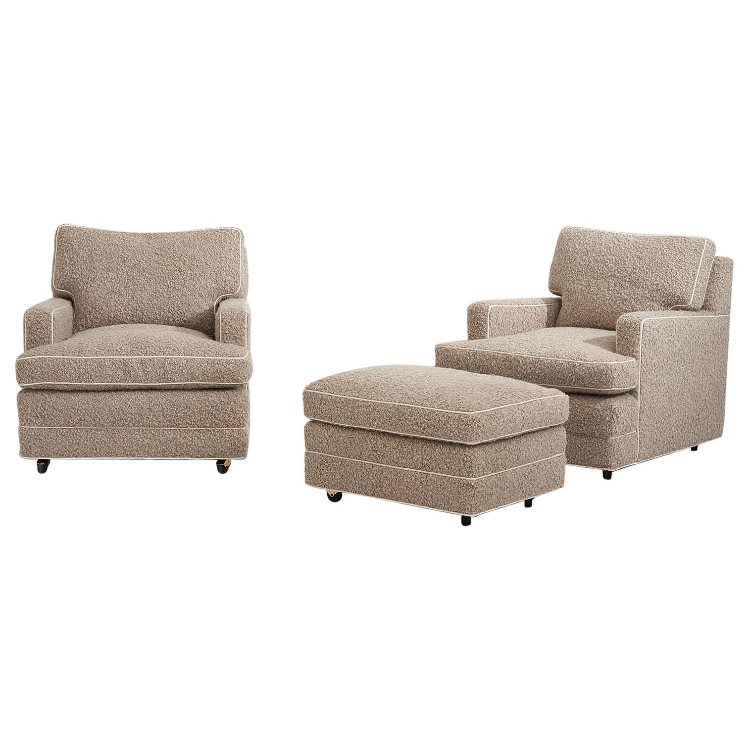 Dunbar Lounge Chairs with Ottoman by Edward Wormley
