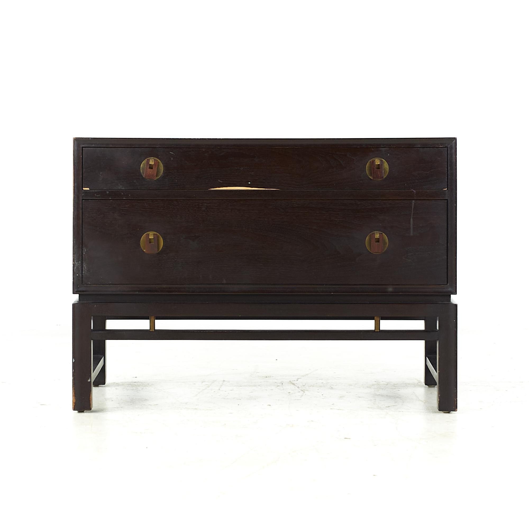 Dunbar Mid Century 2-Drawer Chest Nightstand

This nightstand measures: 33 wide x 18 deep x 23.5 inches high

All pieces of furniture can be had in what we call restored vintage condition. That means the piece is restored upon purchase so it’s free