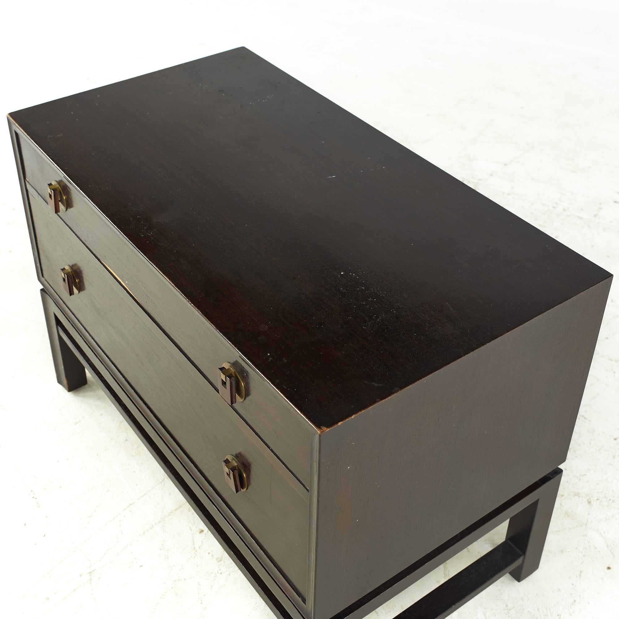 Metal Dunbar Mid Century 2-Drawer Chest Nightstand For Sale
