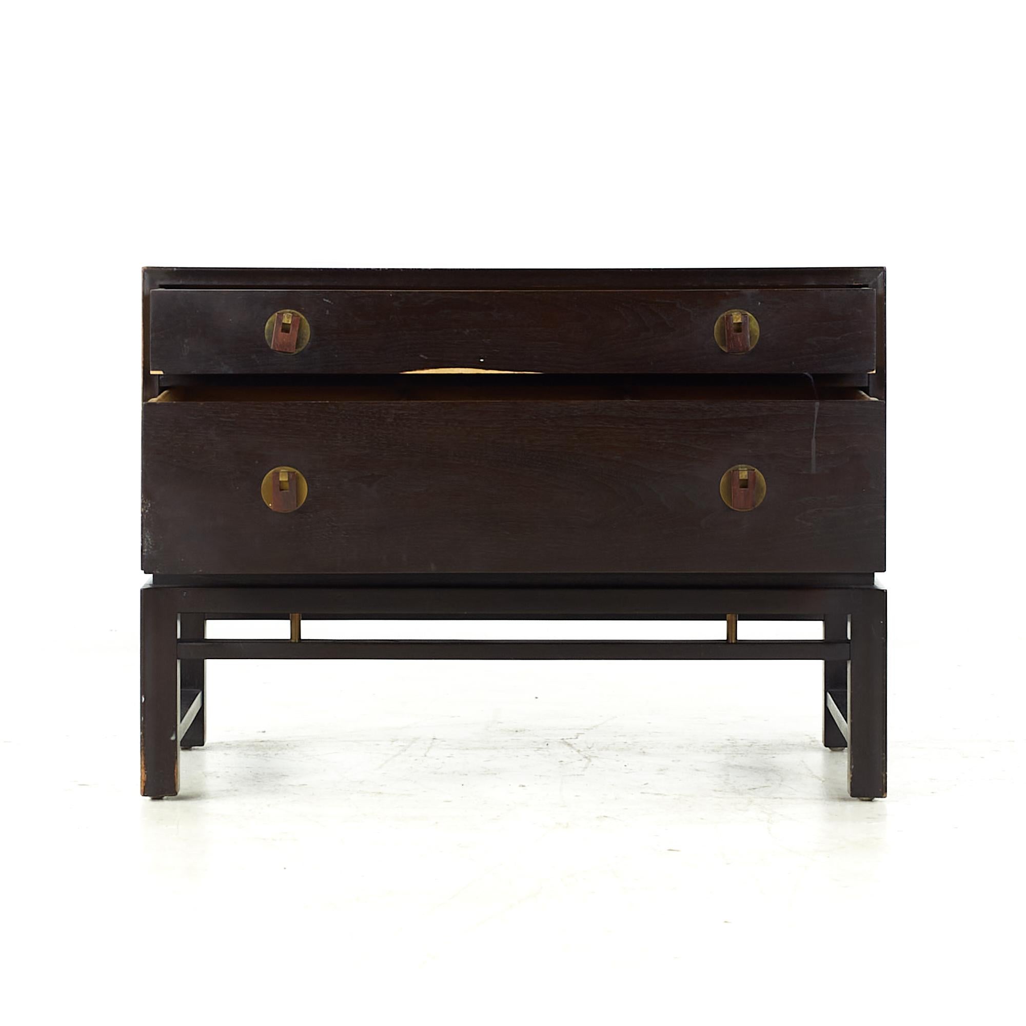 Dunbar Mid Century 2-Drawer Chest Nightstand For Sale 1