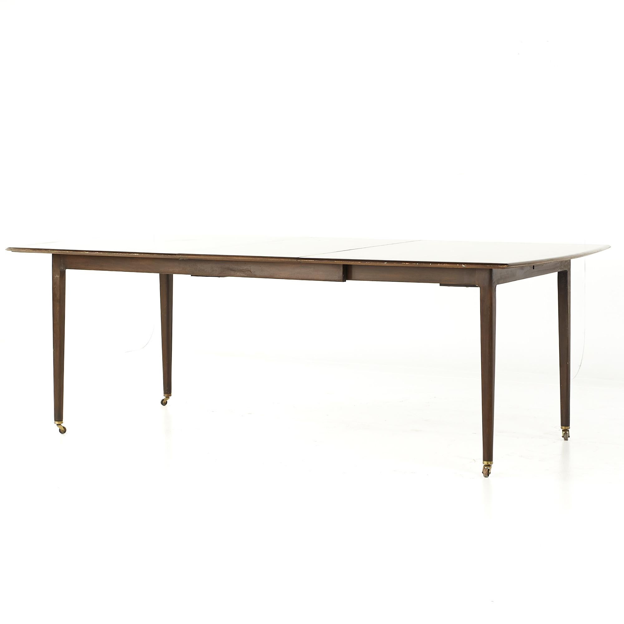Dunbar Mid Century Expanding Hidden Leaf Walnut Dining Table with 2 Leaves For Sale 2