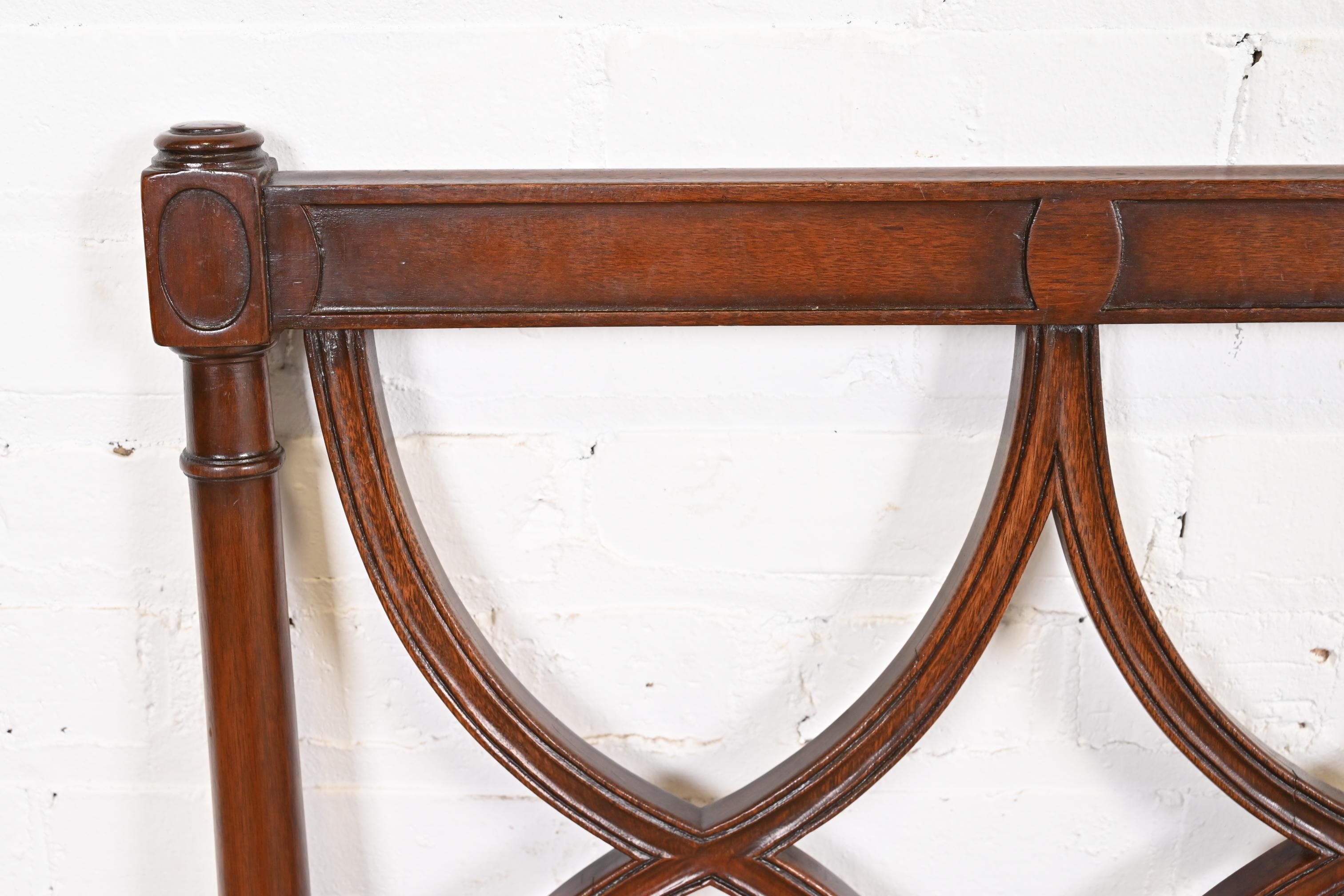 Dunbar Mid-Century French Regency Louis XVI Carved Mahogany Twin Size Headboards For Sale 2