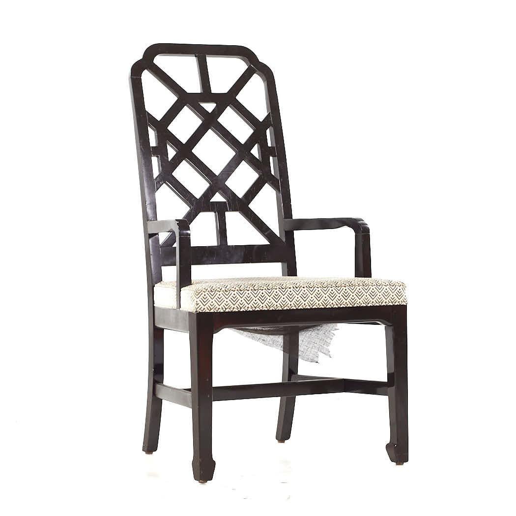 Dunbar Mid Century Lattice Back Dining Chairs - Set of 6 For Sale 4