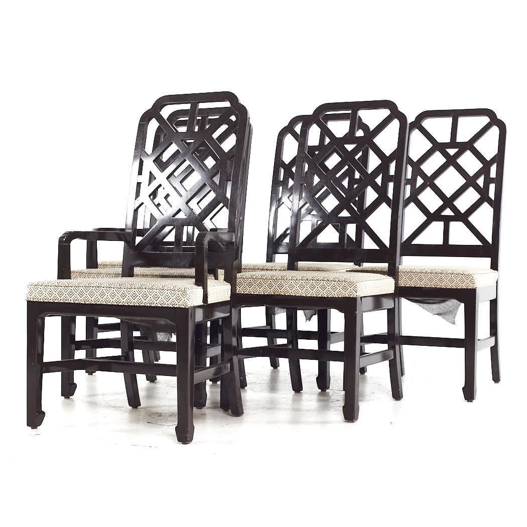 Mid-Century Modern Dunbar Mid Century Lattice Back Dining Chairs - Set of 6 en vente