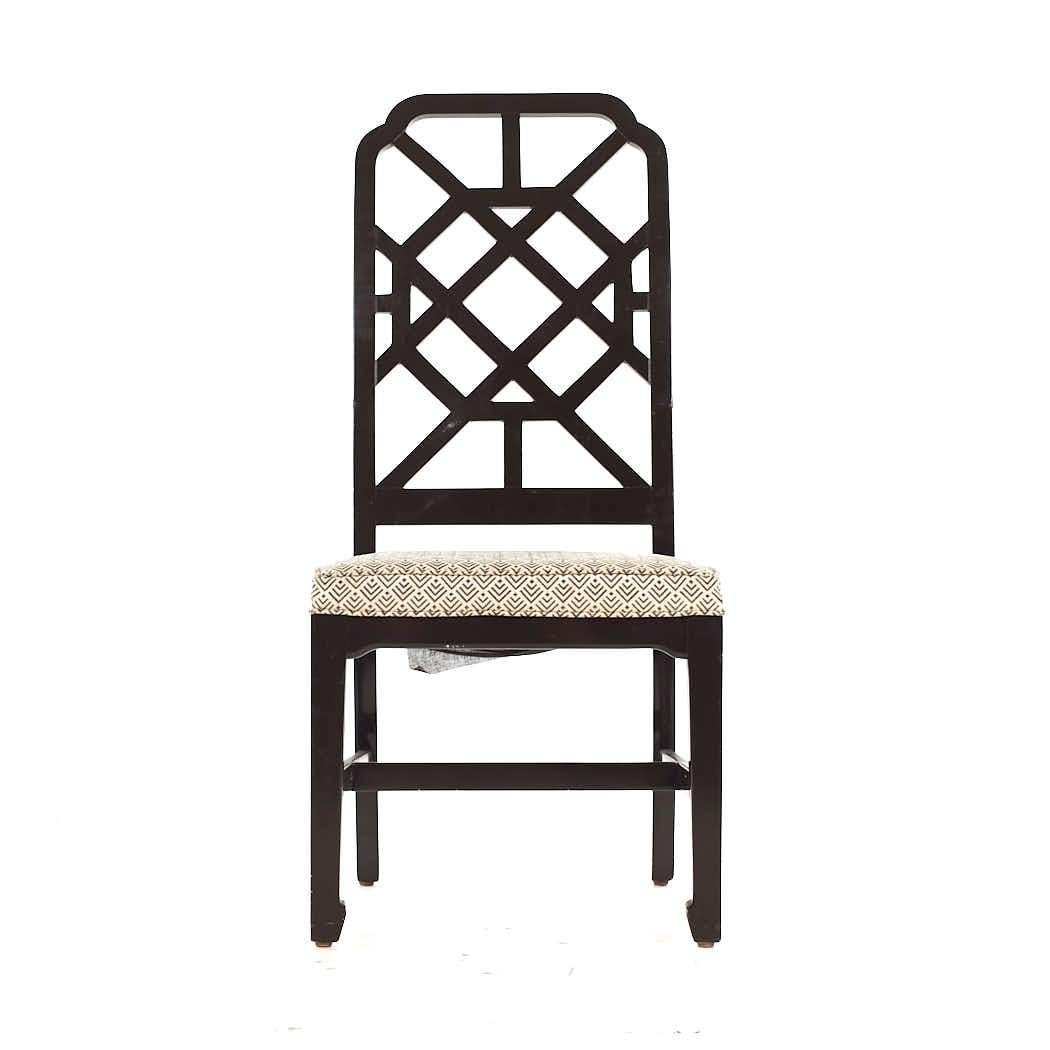Dunbar Mid Century Lattice Back Dining Chairs - Set of 6 In Good Condition For Sale In Countryside, IL