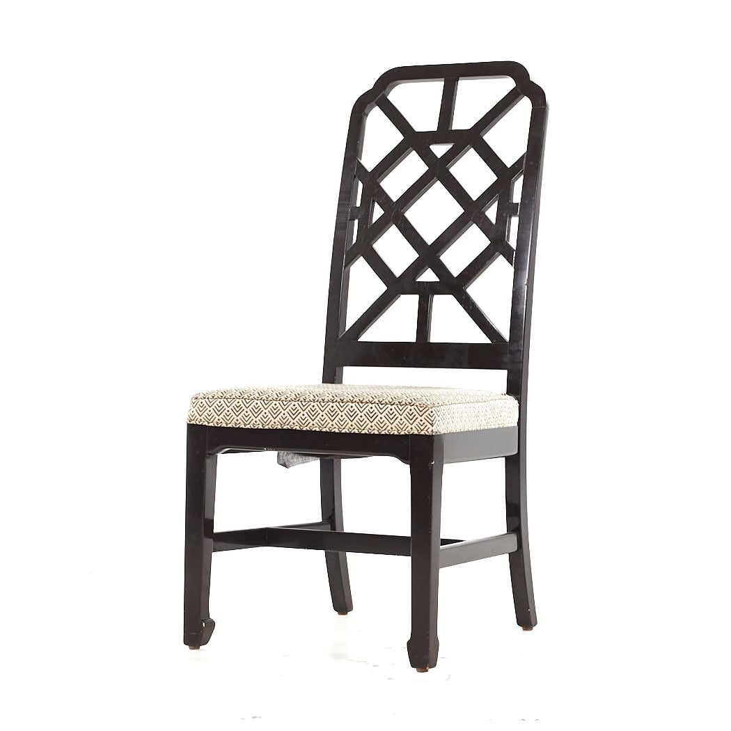 Late 20th Century Dunbar Mid Century Lattice Back Dining Chairs - Set of 6 For Sale