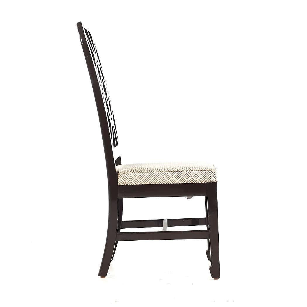 Tissu d'ameublement Dunbar Mid Century Lattice Back Dining Chairs - Set of 6 en vente