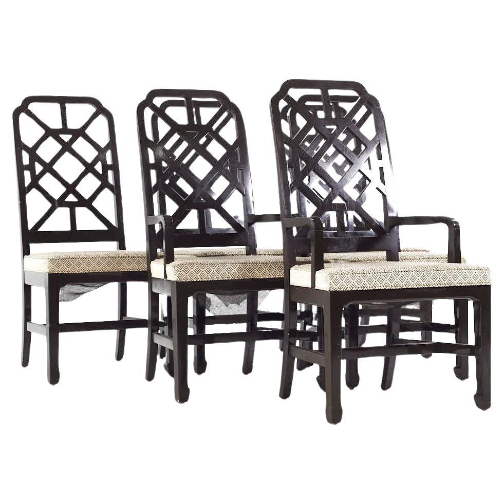 Dunbar Mid Century Lattice Back Dining Chairs - Set of 6 For Sale