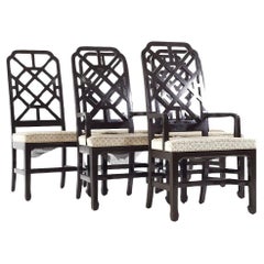 Used Dunbar Mid Century Lattice Back Dining Chairs - Set of 6