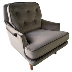Dunbar Mid Century Lounge Chair by Roger Sprunger in Grey Velvet Mid Century