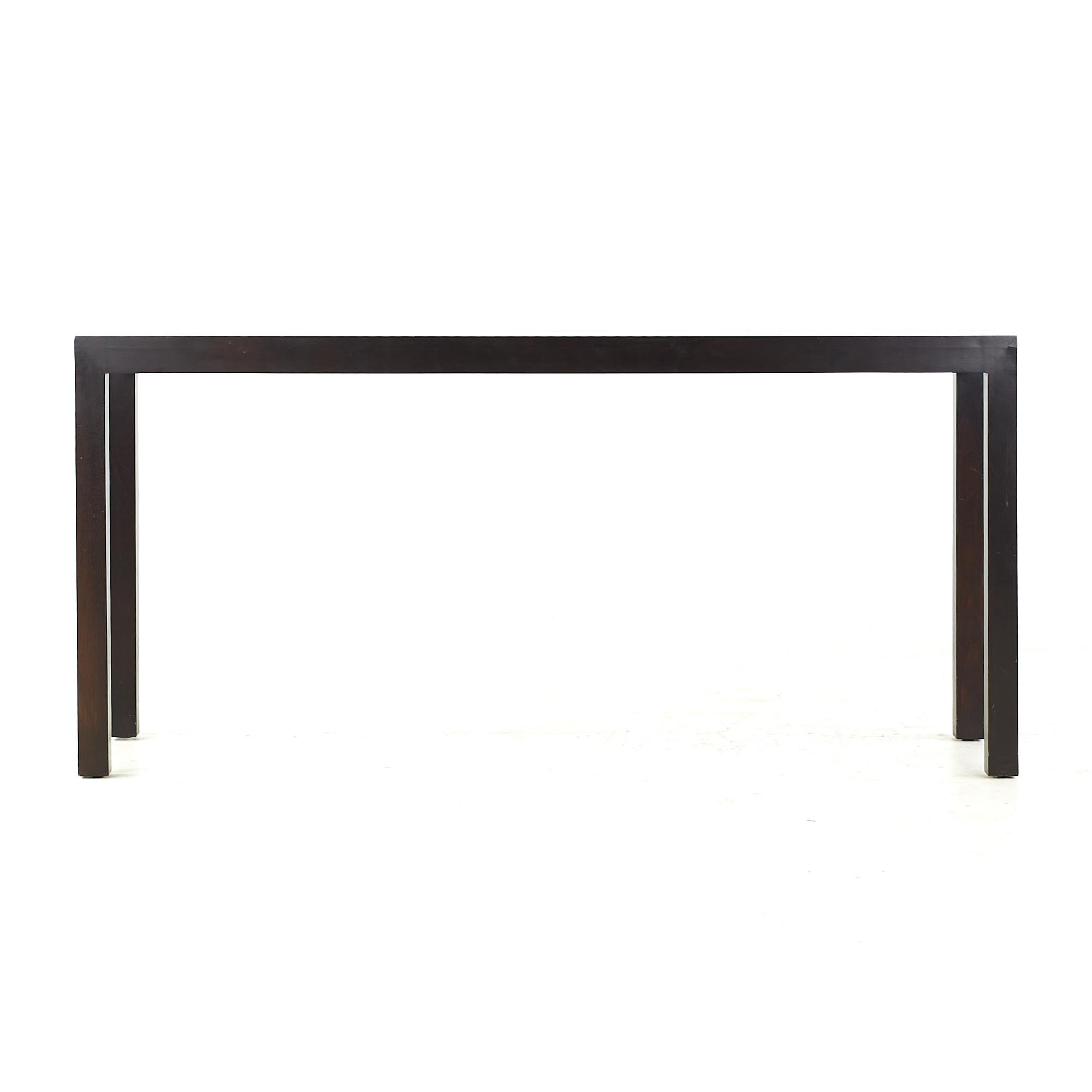 Dunbar midcentury mahogany console table

This console table measures: 60 wide x 17 deep x 28 high, with a chair clearance of 25.75 inches

All pieces of furniture can be had in what we call restored vintage condition. That means the piece is