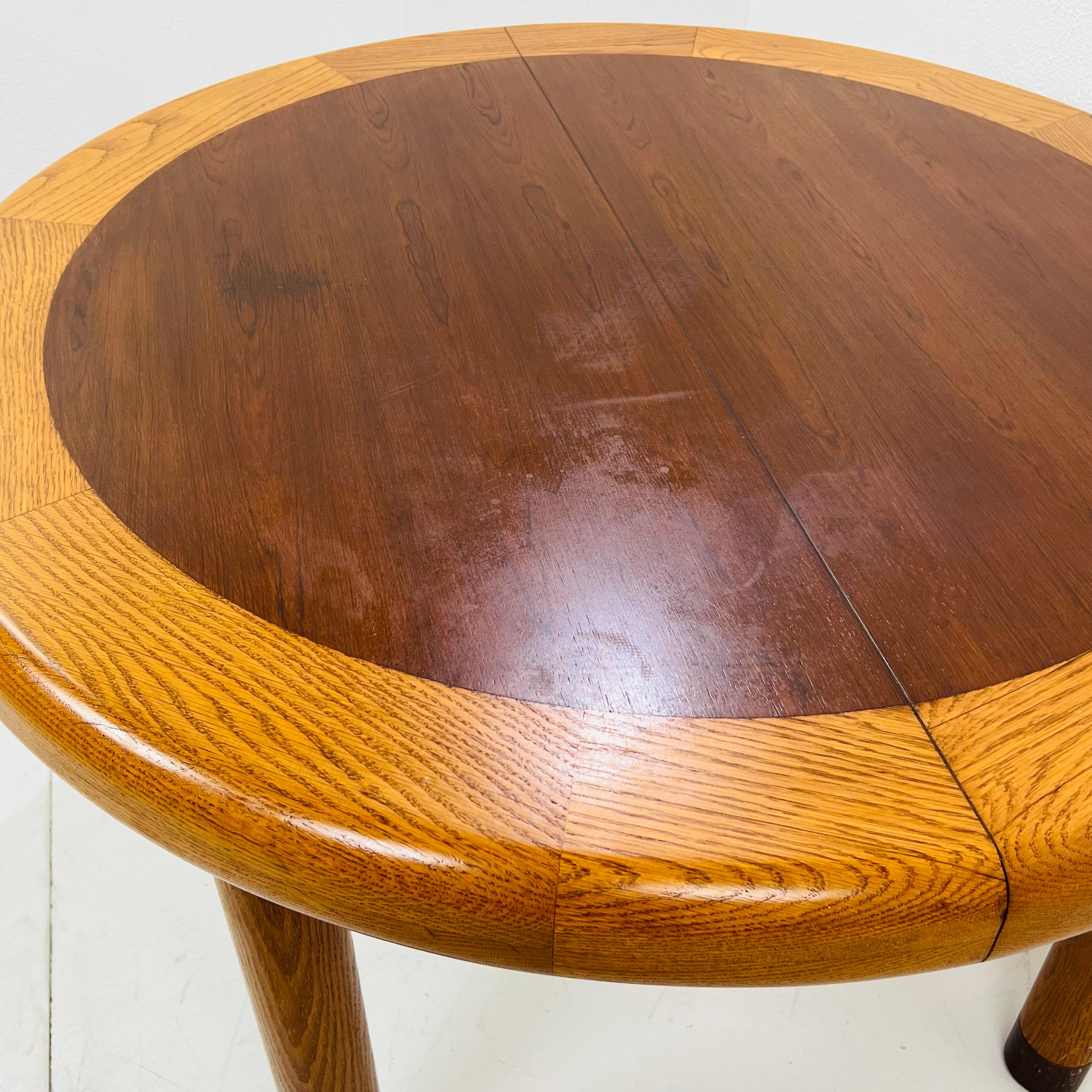 Dunbar Mid-Century Modern Banded Oak & Rosewood Dining/Game Table For Sale 6