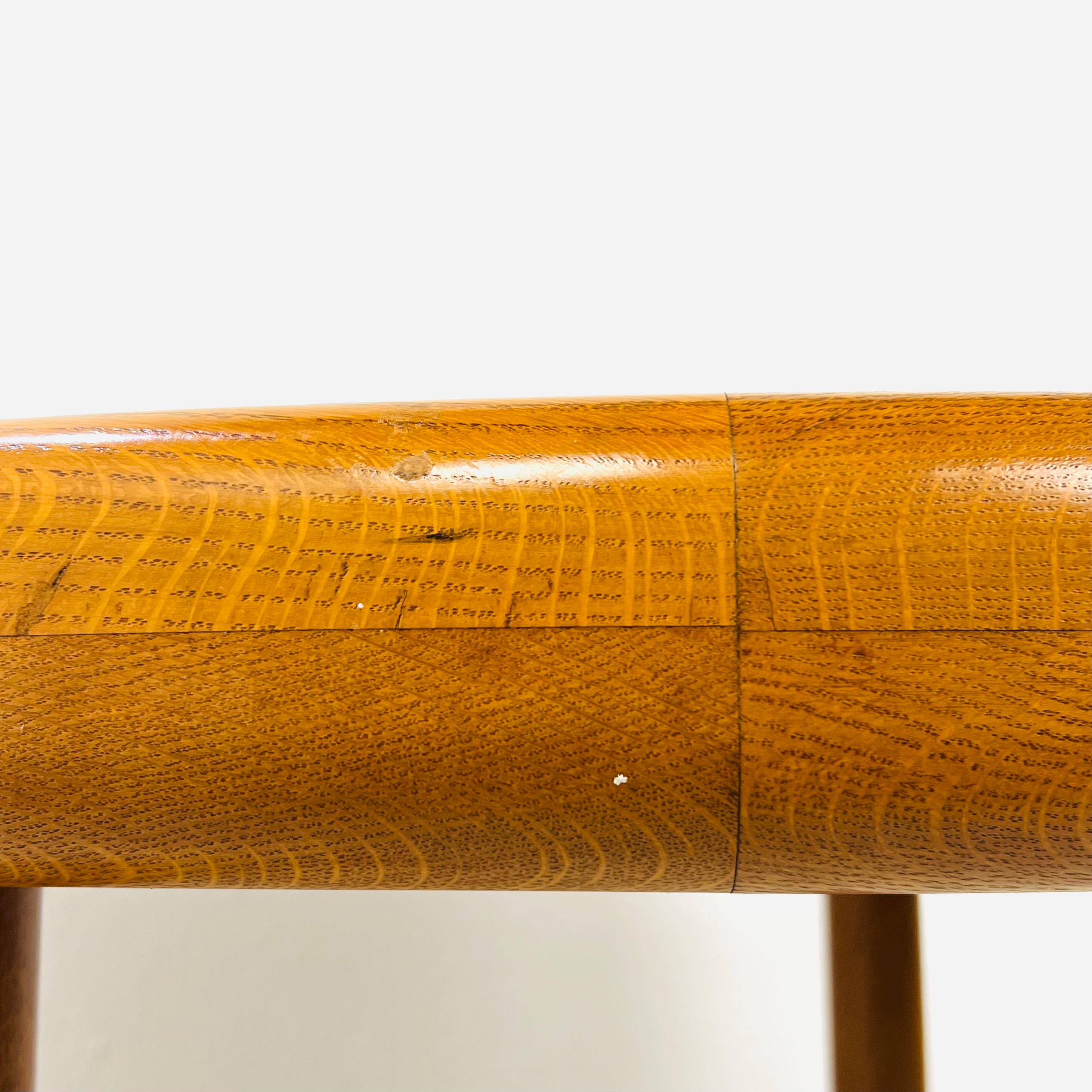 Dunbar Mid-Century Modern Banded Oak & Rosewood Dining/Game Table For Sale 2