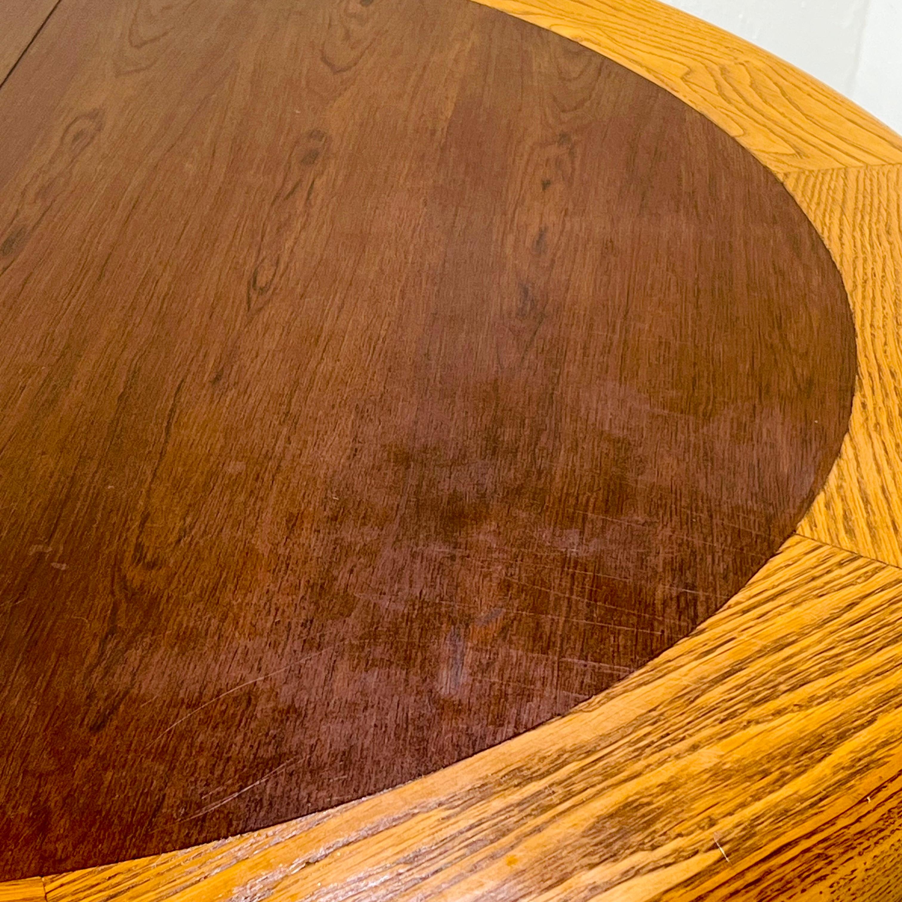 Dunbar Mid-Century Modern Banded Oak & Rosewood Dining/Game Table For Sale 3