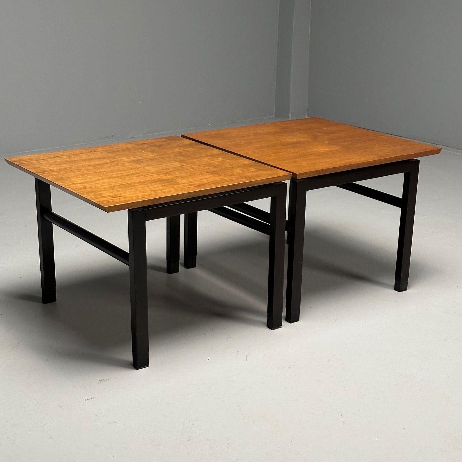 Dunbar, Mid-Century Modern, Side Tables, Metal, Walnut, USA, 1970s

Pair of mid-century modern side or end tables with metal frames and walnut tops. Each table bears their original Dunbar manufacturer label on the underside. Likely designed by