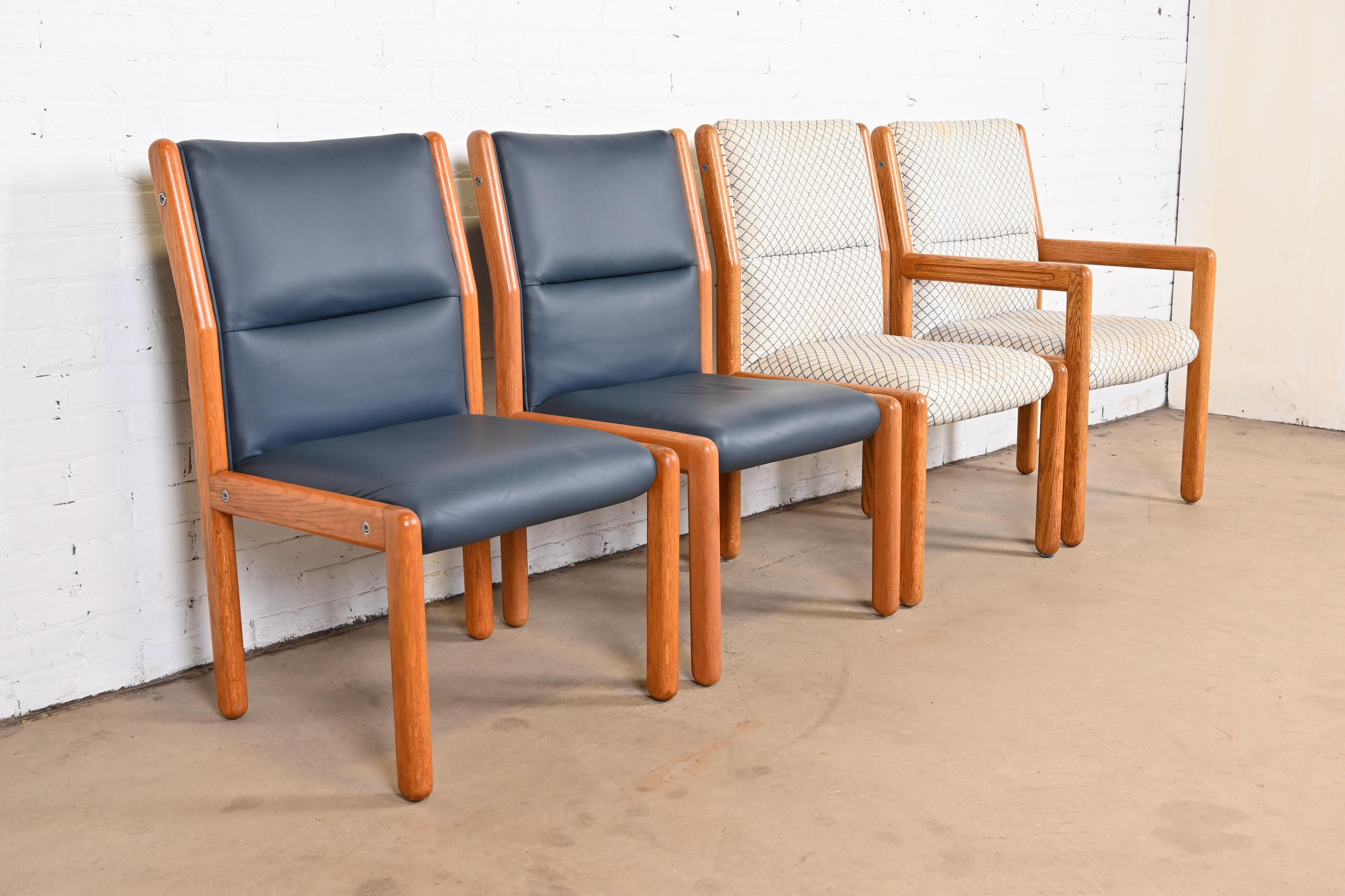 American Dunbar Mid-Century Modern Solid Oak Dining Chairs, Set of Four For Sale