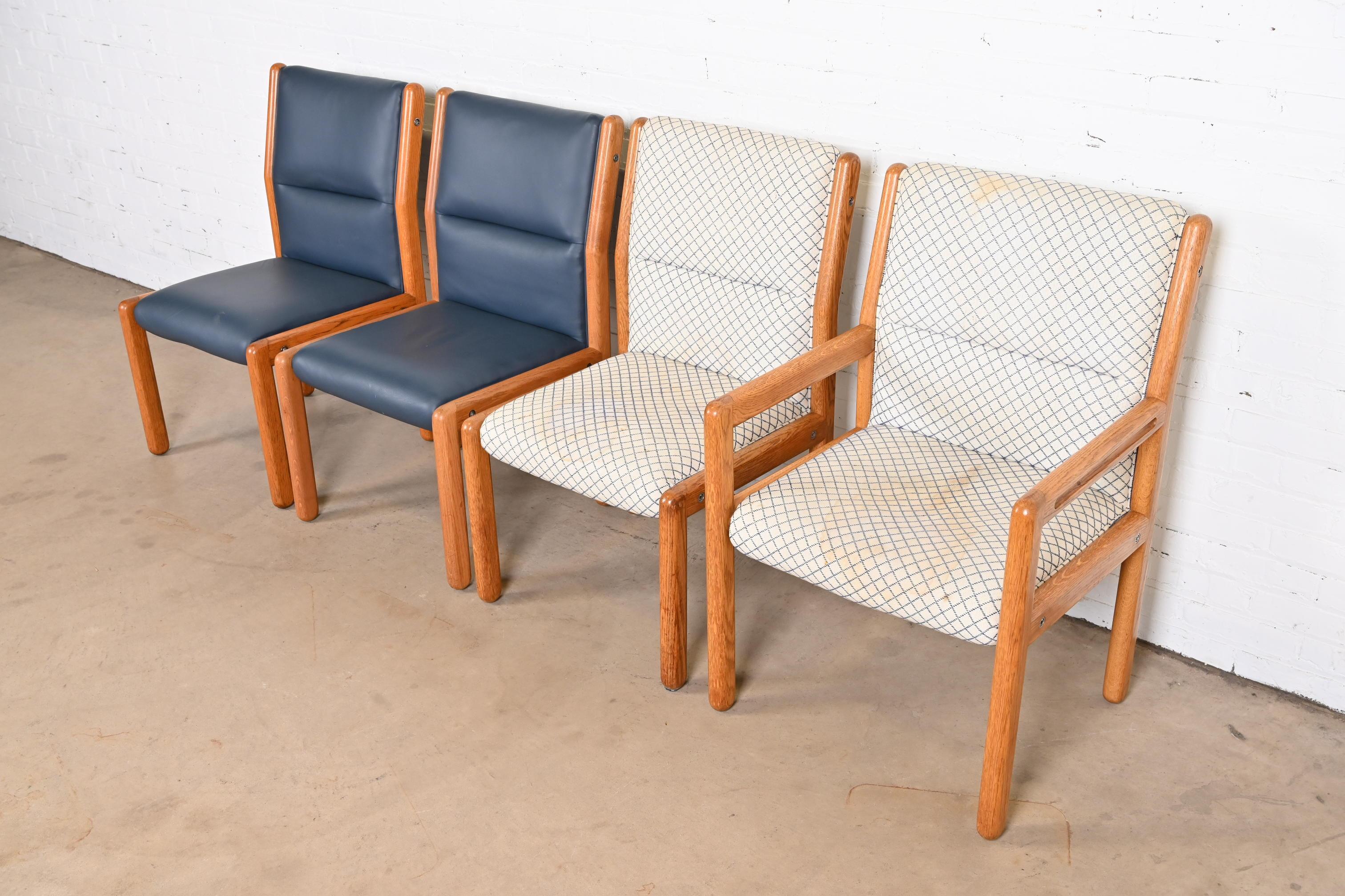 Late 20th Century Dunbar Mid-Century Modern Solid Oak Dining Chairs, Set of Four For Sale