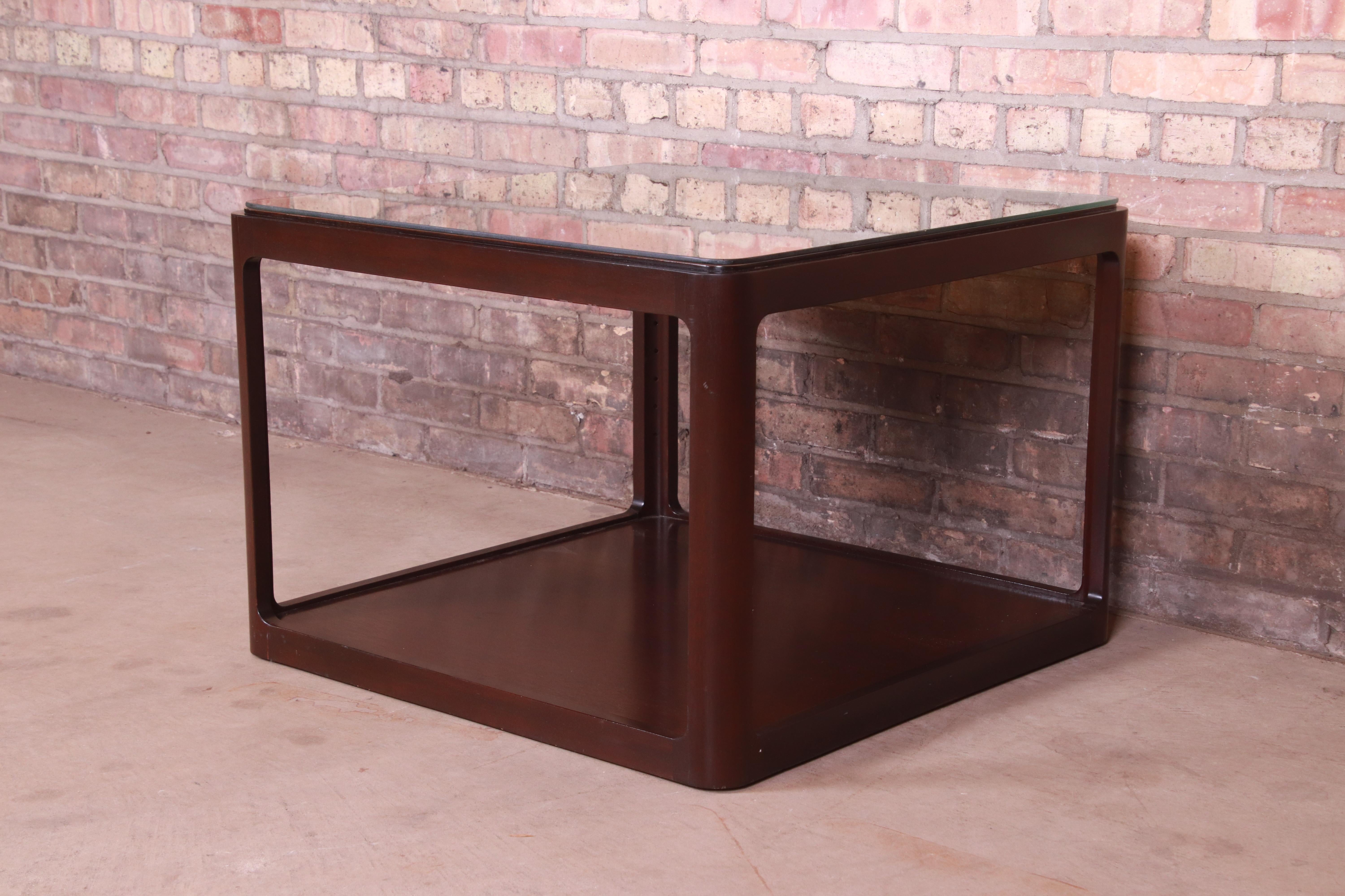 Dunbar Modern Walnut Two-Tier Cocktail Table In Good Condition In South Bend, IN