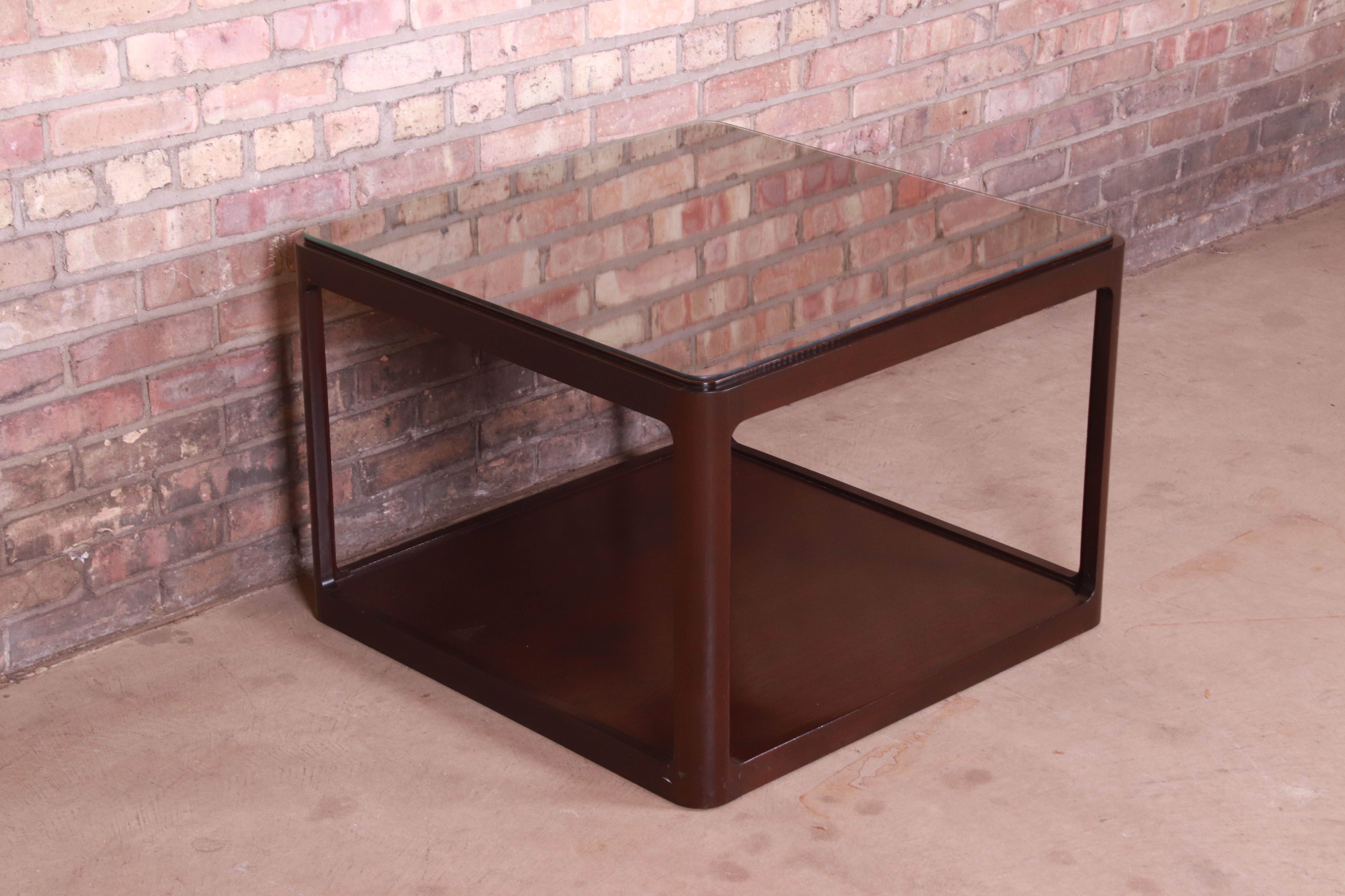 20th Century Dunbar Modern Walnut Two-Tier Cocktail Table